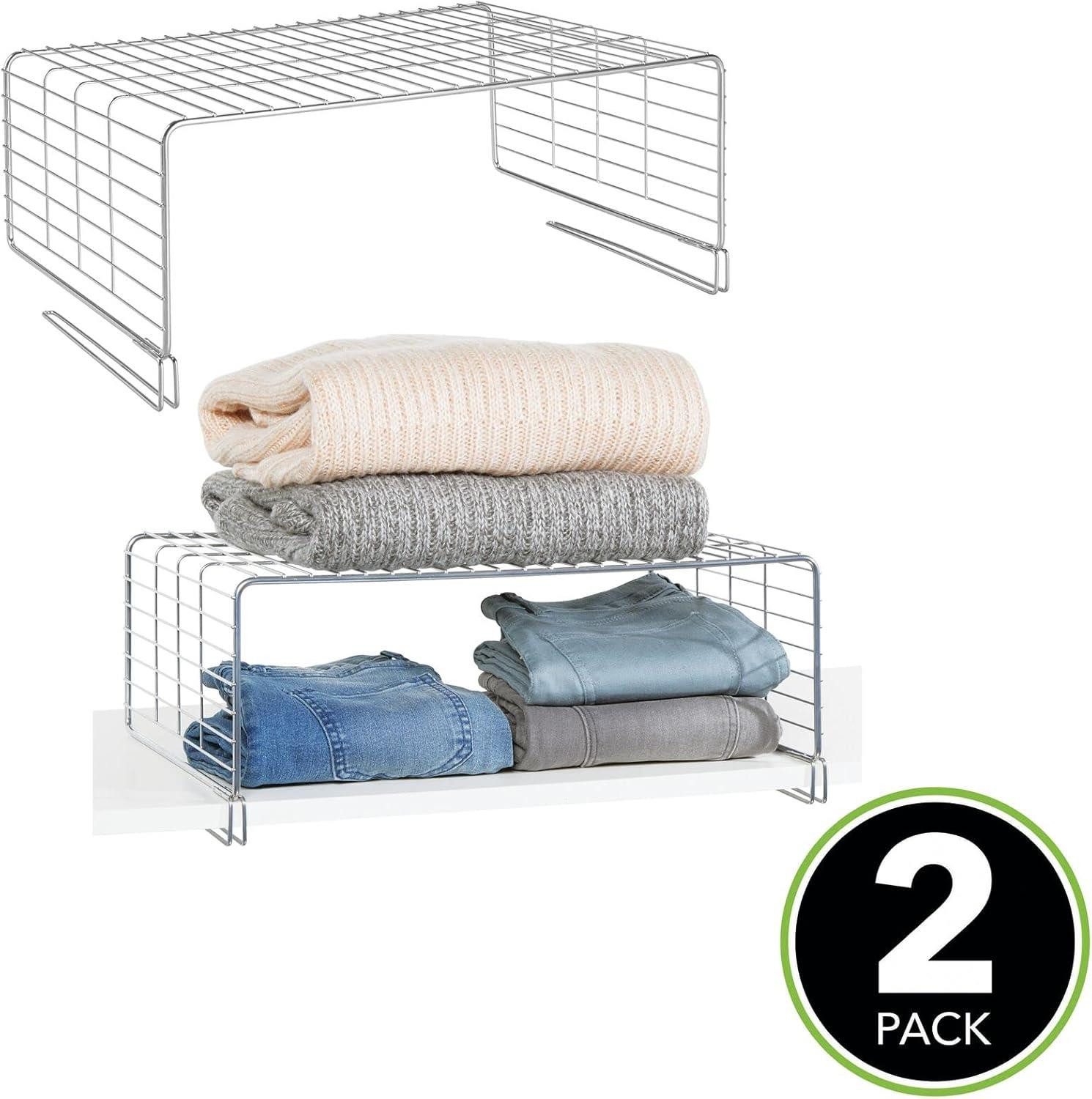 mDesign Aufbewahrungssystem mDesign Drahtkorb Schrankaufbewahrung Regalsystem 2er Set Metall Sil – Bild 4 von 5
