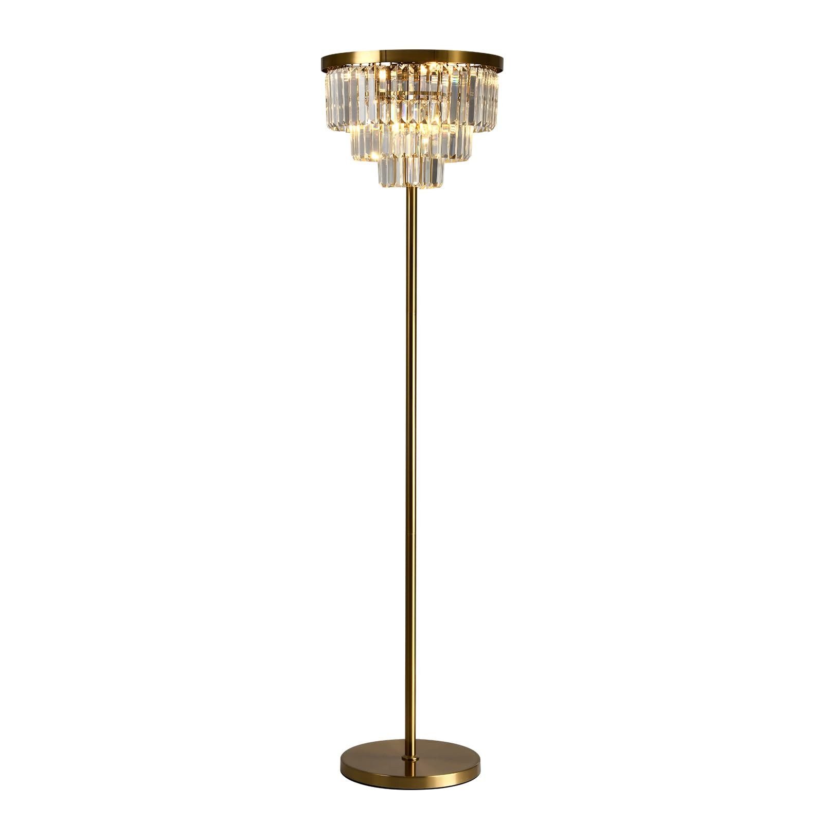 LQWELL Stehlampe 6-Licht Standleuchte Outdoor&Innen Dekorative Kristall Stehleuchte, ohne Leuchtmittel, Standlampe, E14, Nachtlicht Vintage