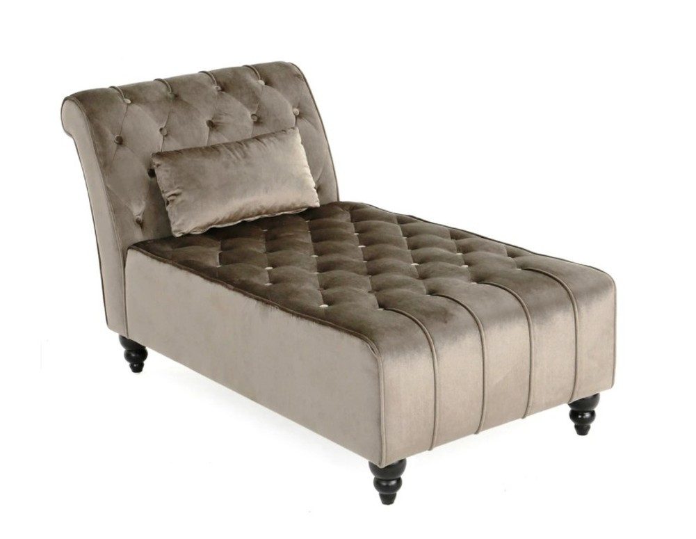JVmoebel Chaiselongue Lila Chesterfield Chaiselongue aus hochwertigem Textil mit Holzfüßen, 1 Teile, Made in Europa