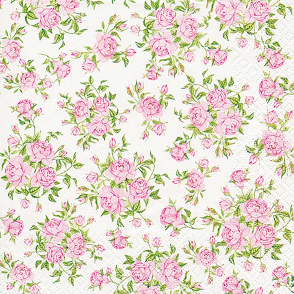 HOME FASHION Papierserviette 20 Servietten Little Roses - Kleine Rosen 33x33cm, (20 St)