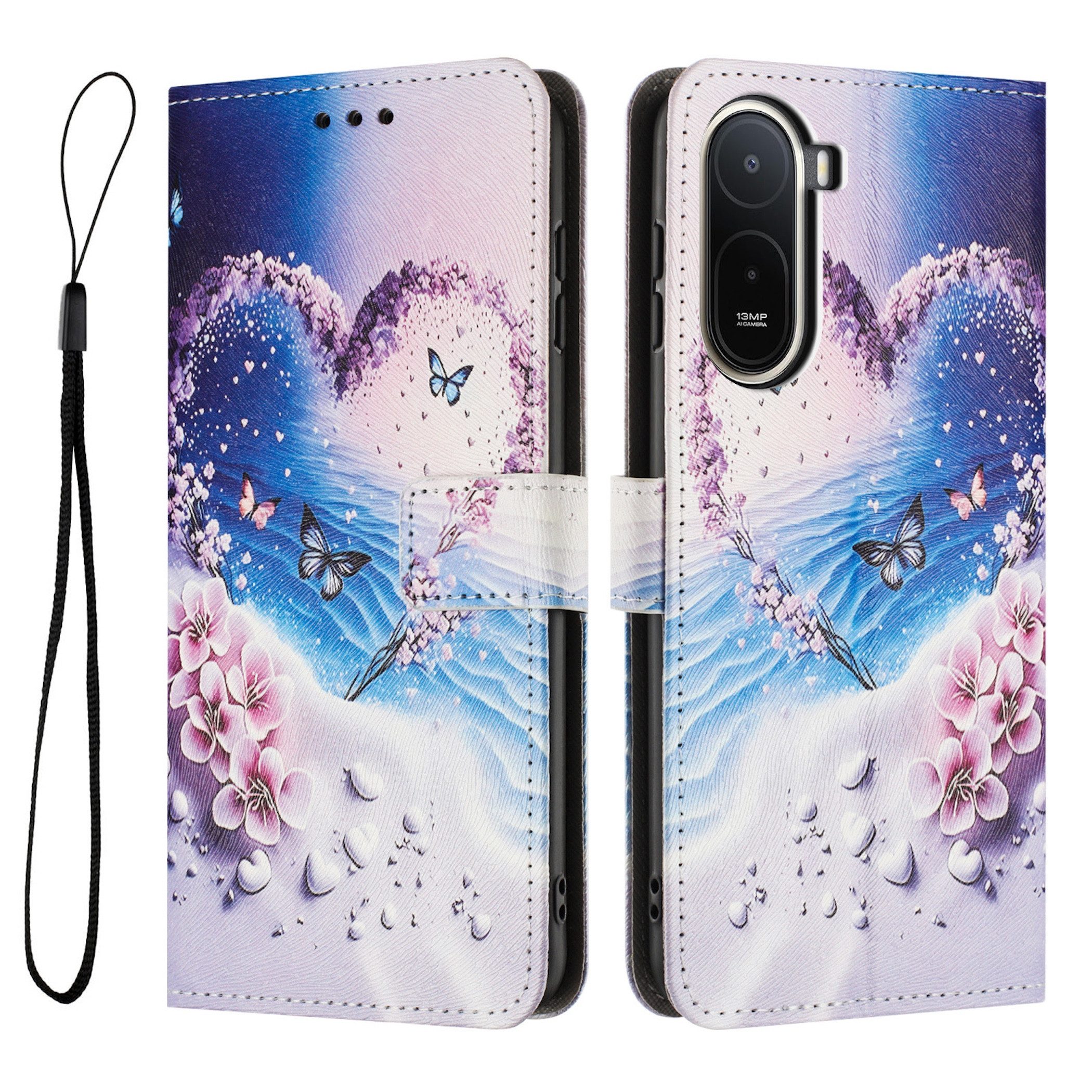 Wigento Handyhülle Klapphülle für Xiaomi Redmi A7 Pro Kunstleder Book Wallet Motiv 6,9 Zoll, Kartenfächer, Standfunktion