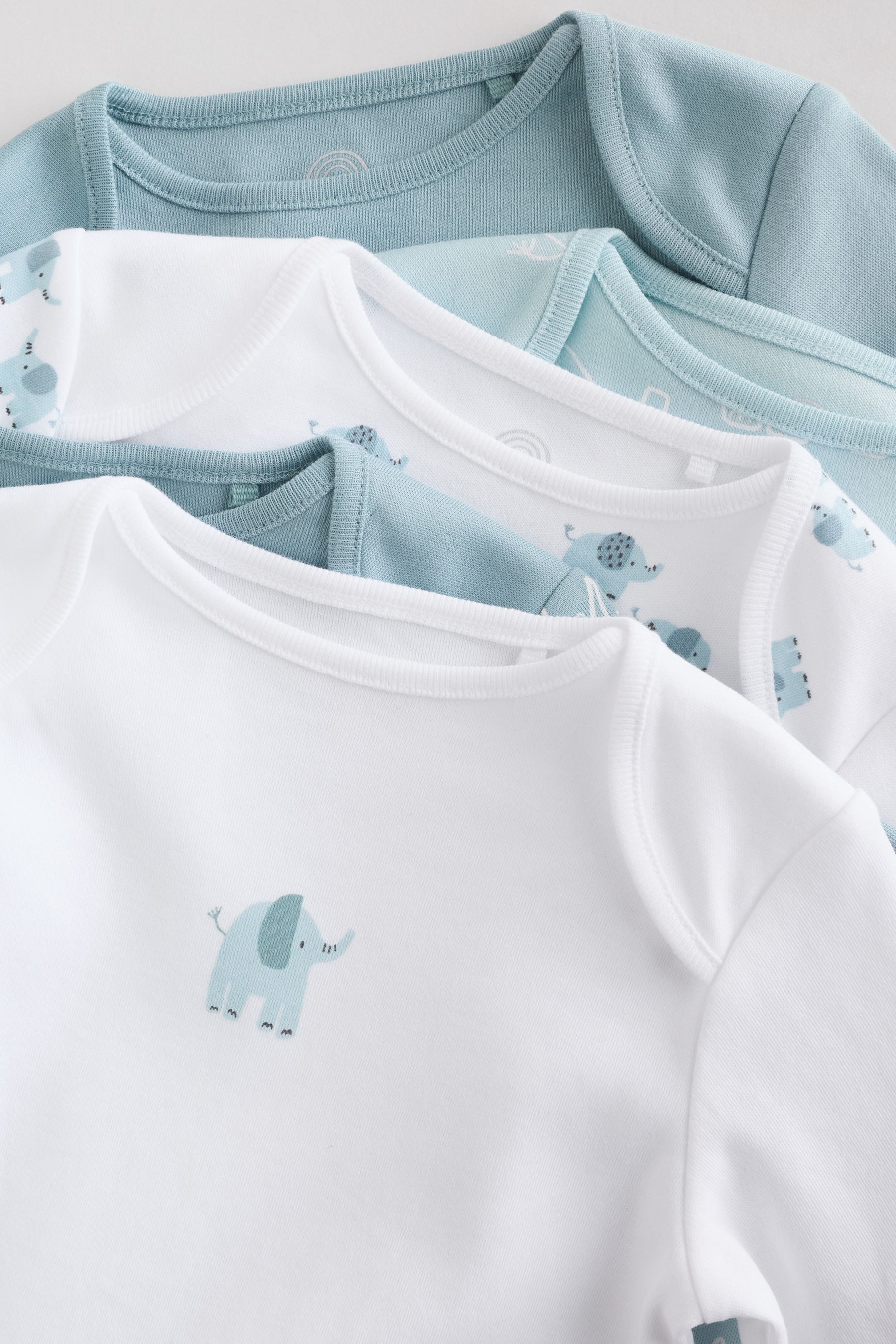 Next Langarmbody 5er-Pack Baby Elefant Langarm-Bodysuits (5-tlg)