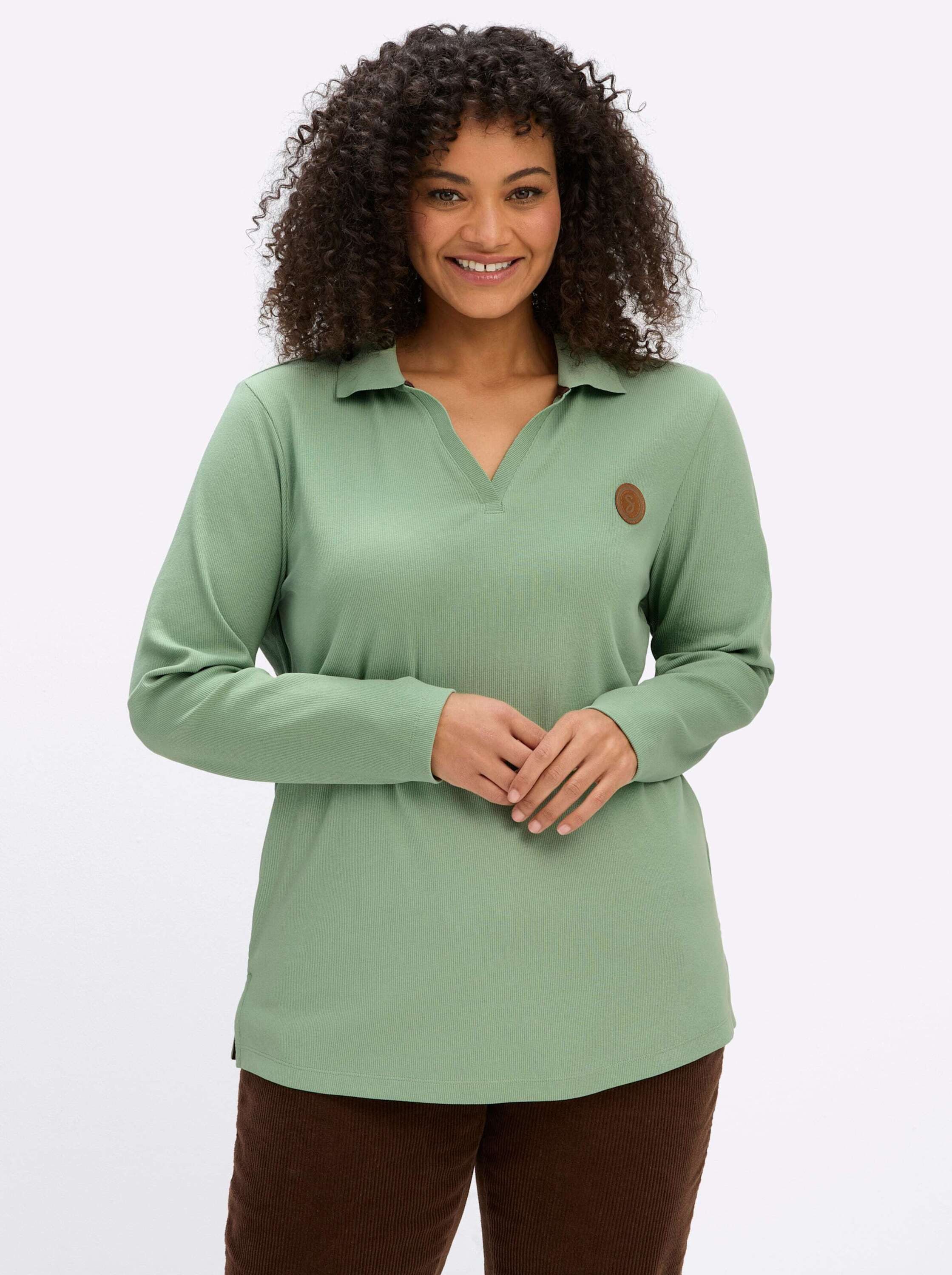 Sheego T-Shirt Langarm-Poloshirt Langarm