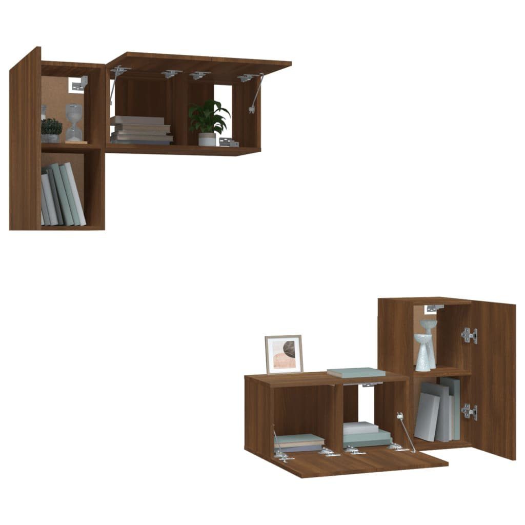 TV-Schrank Holzwerkstoff Braun TV-Schrank-Set furnicato Eichen-Optik 4-tlg.