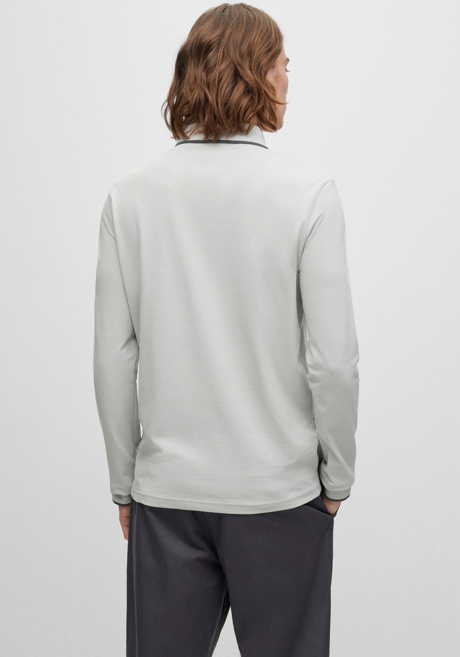 in feiner Baumwoll-Piqué Poloshirt Baumwollqualität, softem, Passertiplong BOSS ORANGE elastischem Aus