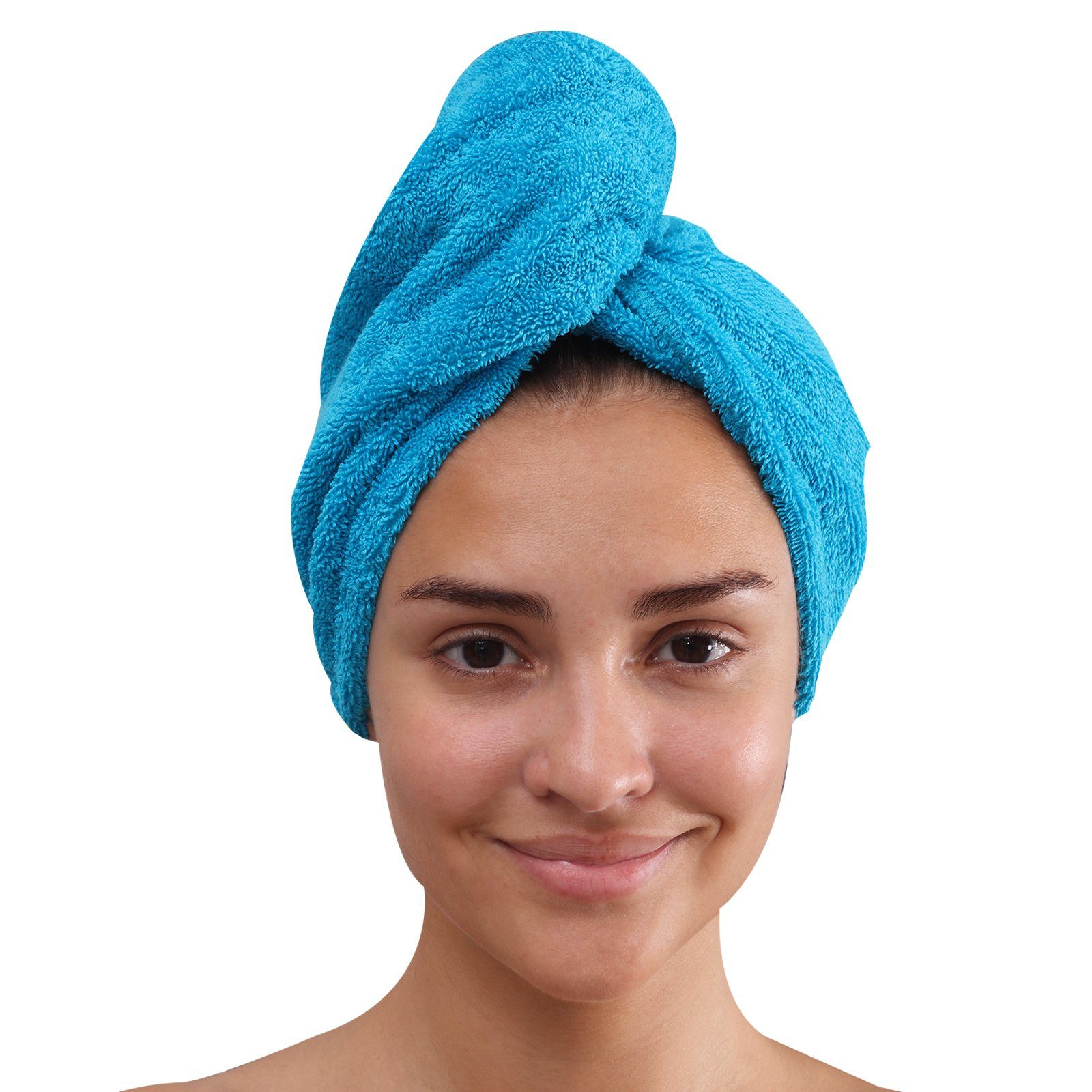 Kopfhandtuch Baumwolle 72x27 cm HOME Frottee Turban-Handtuch Türkis Haar-Turban CLASS COLLECTION