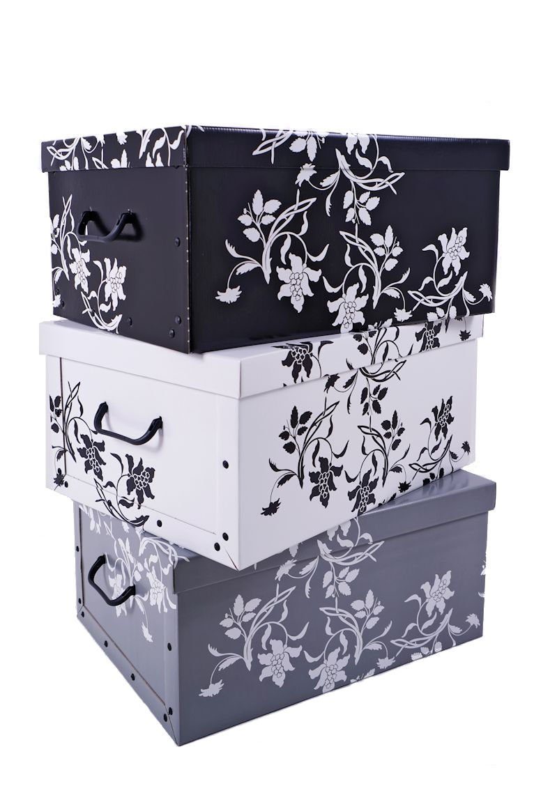 Spetebo Aufbewahrungsbox Storage Box 49x39x24 - 3er Set - Blumenmuster (Set günstig online kaufen