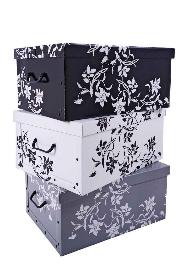 Spetebo Aufbewahrungsbox Storage Box 49x39x24 - 3er Set - Blumenmuster (Set, 3 St., Aufbewaherungsboxen), Stapelbox Geschenkbox