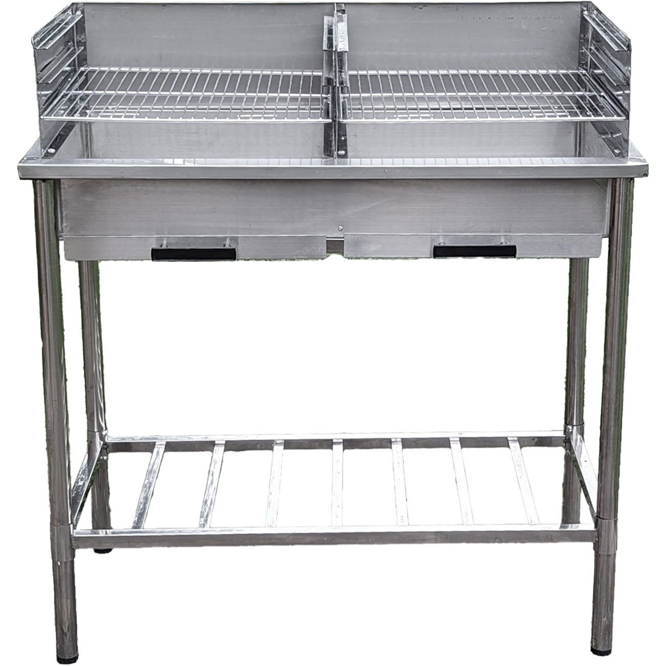 Westerholt Standgrill Edelstahl-Holzkohlegrill: Outdoorküche, 2 getrennte Roste verstellbar, Zwei Grillflächen mit zwei separaten Grillrosten