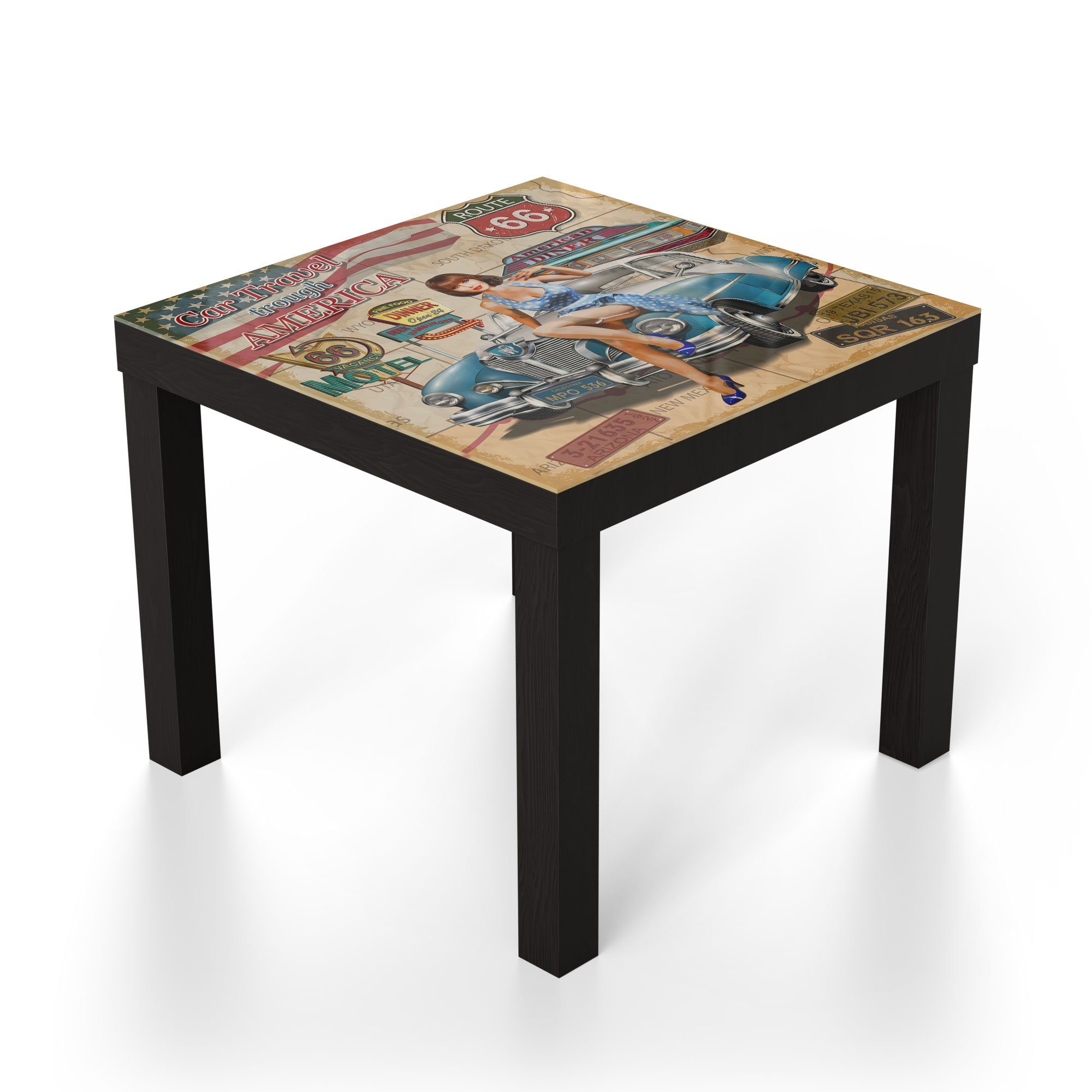 DEQORI Couchtisch 'Route 66-Plakat', Glas Beistelltisch günstig online kaufen
