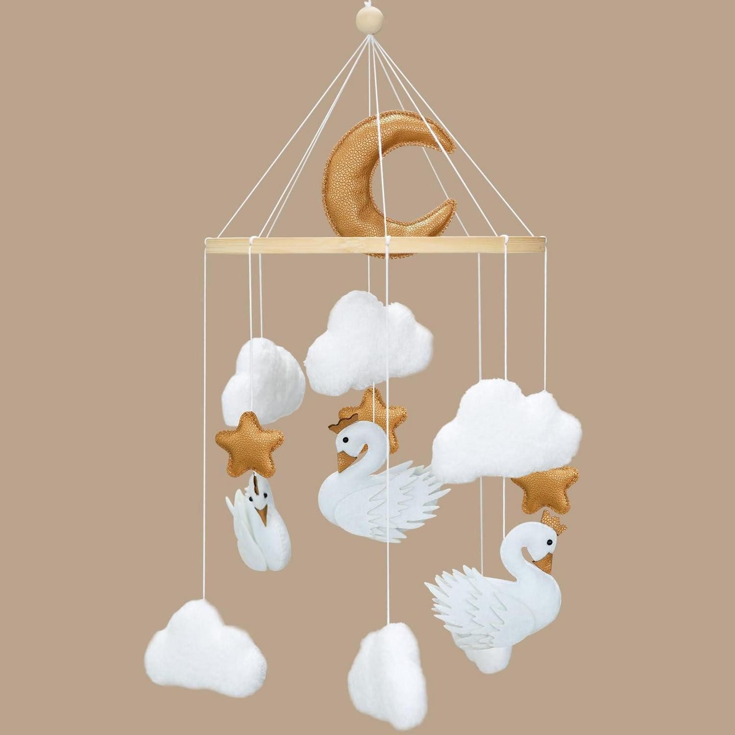 LuxusKollektion Mobile Mobile Baby Windspiele Schwan Wolken Sterne Filzbälle J