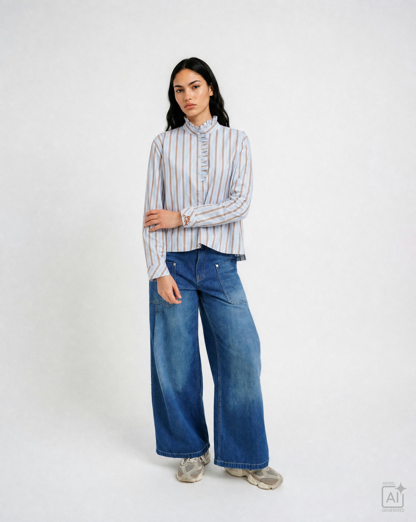 Smith & Soul Hemdbluse mit Rüschenbesatz am Stehkragen