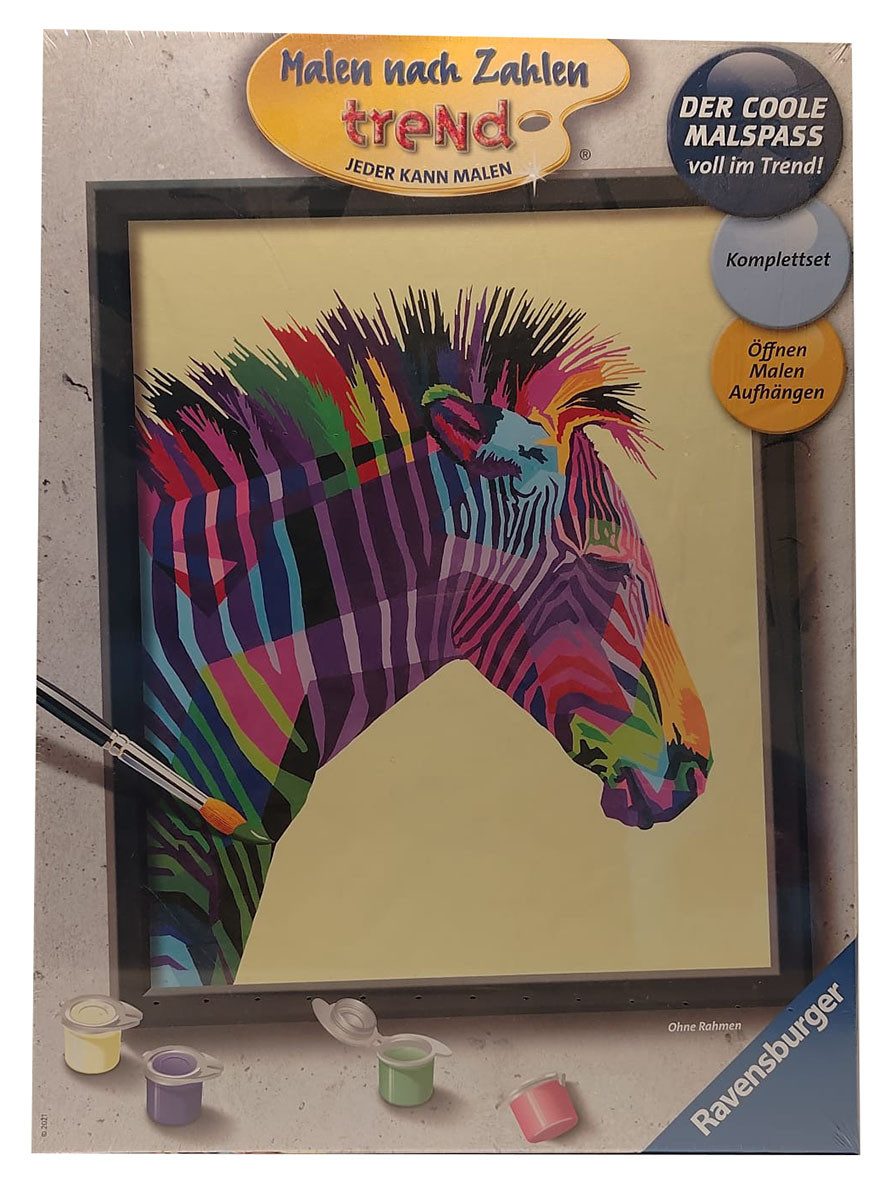 Ravensburger Malen nach Zahlen Ravensburger 28988 Malen nach Zahlen - Buntes Zebra - Komplett-Set