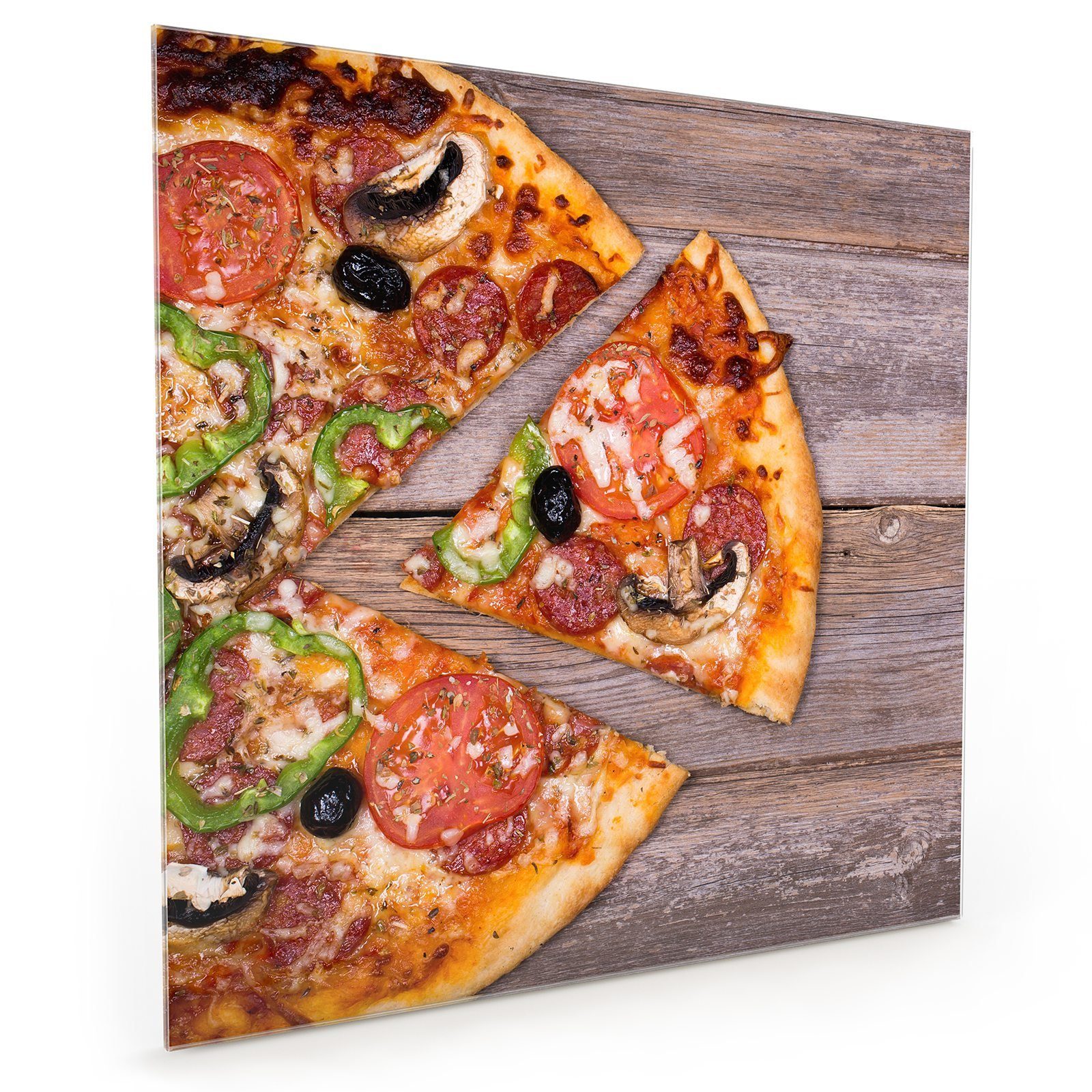 Ecken Primedeco Spritzschutz Küchenrückwand Peperoni Glas Pizza