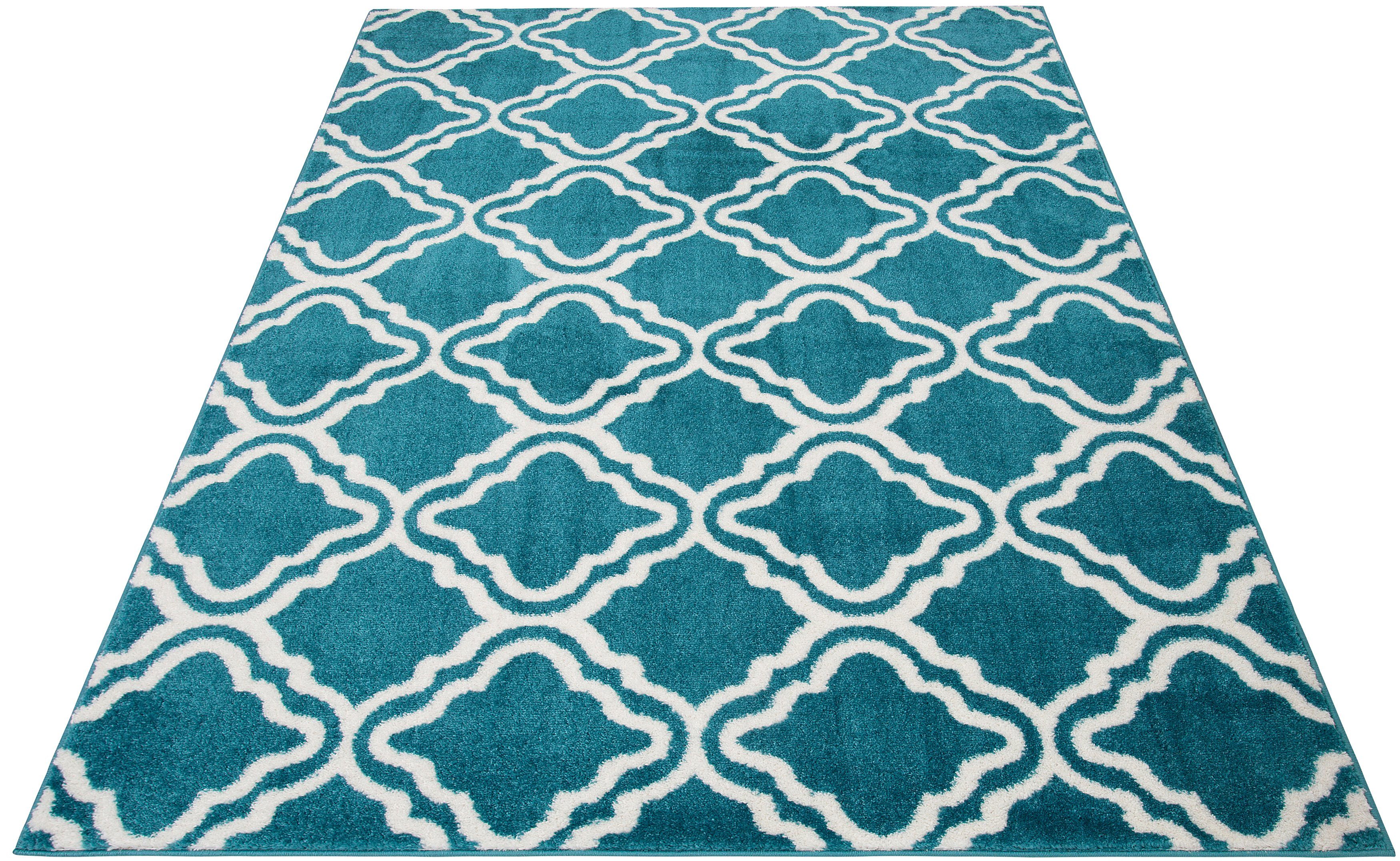 Teppich Debora, my home, rechteckig, Höhe: 13 mm, Kurzflor, Teppich gemustert, geometrisches Design, weich blau