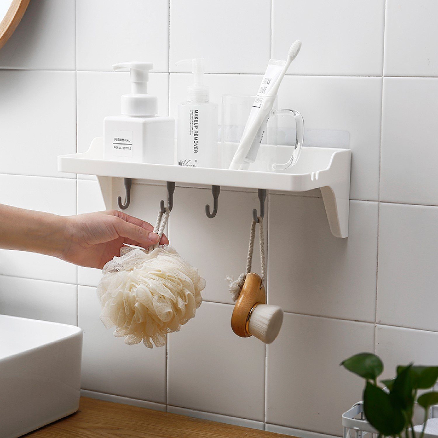 Kunststoff Duschablage Wand Duschregal für Aufbewahrung von Shampoo, 