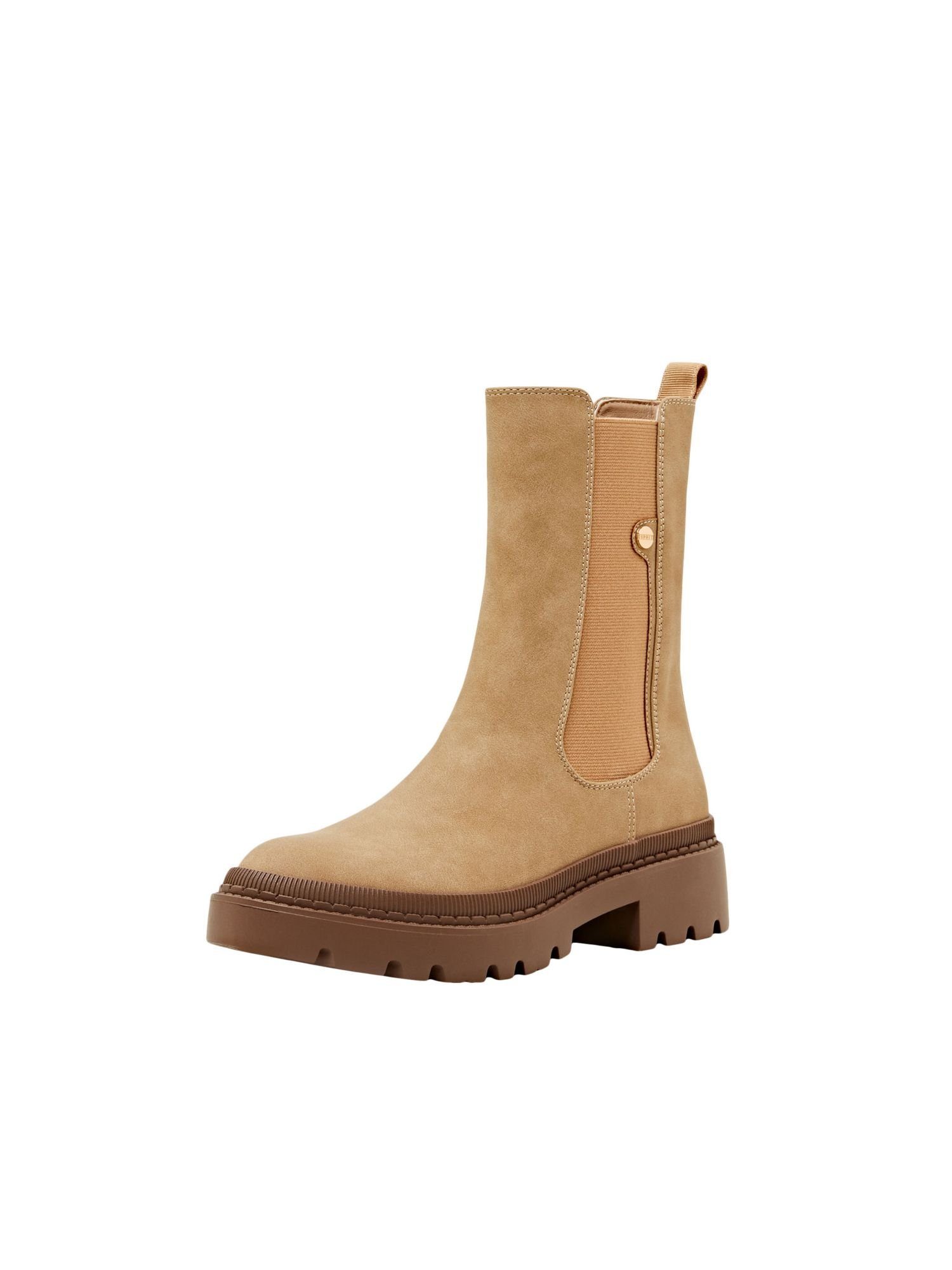 Esprit Grobe Boots in Lederoptik Stiefelette TOFFEE