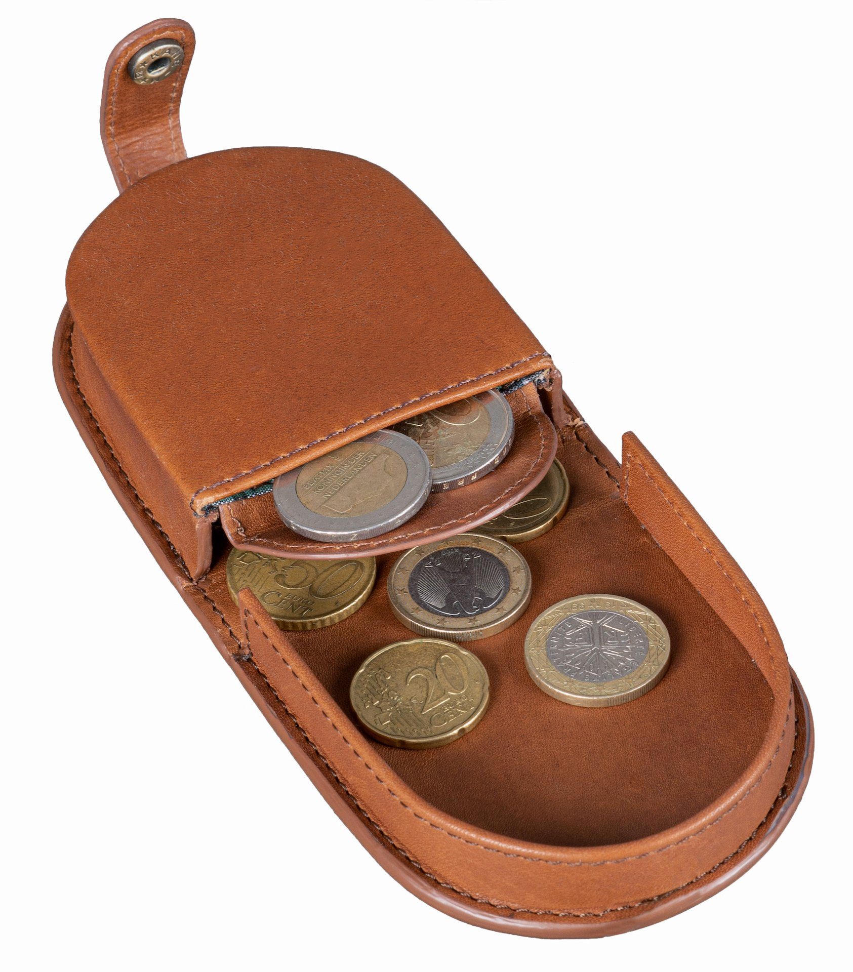 Benthill Mini Geldbörse Echt Leder Münzbörse mit Kleingeldschütte Kleingeldbörse für Münzen, Münzfach – Bild 4 von 5