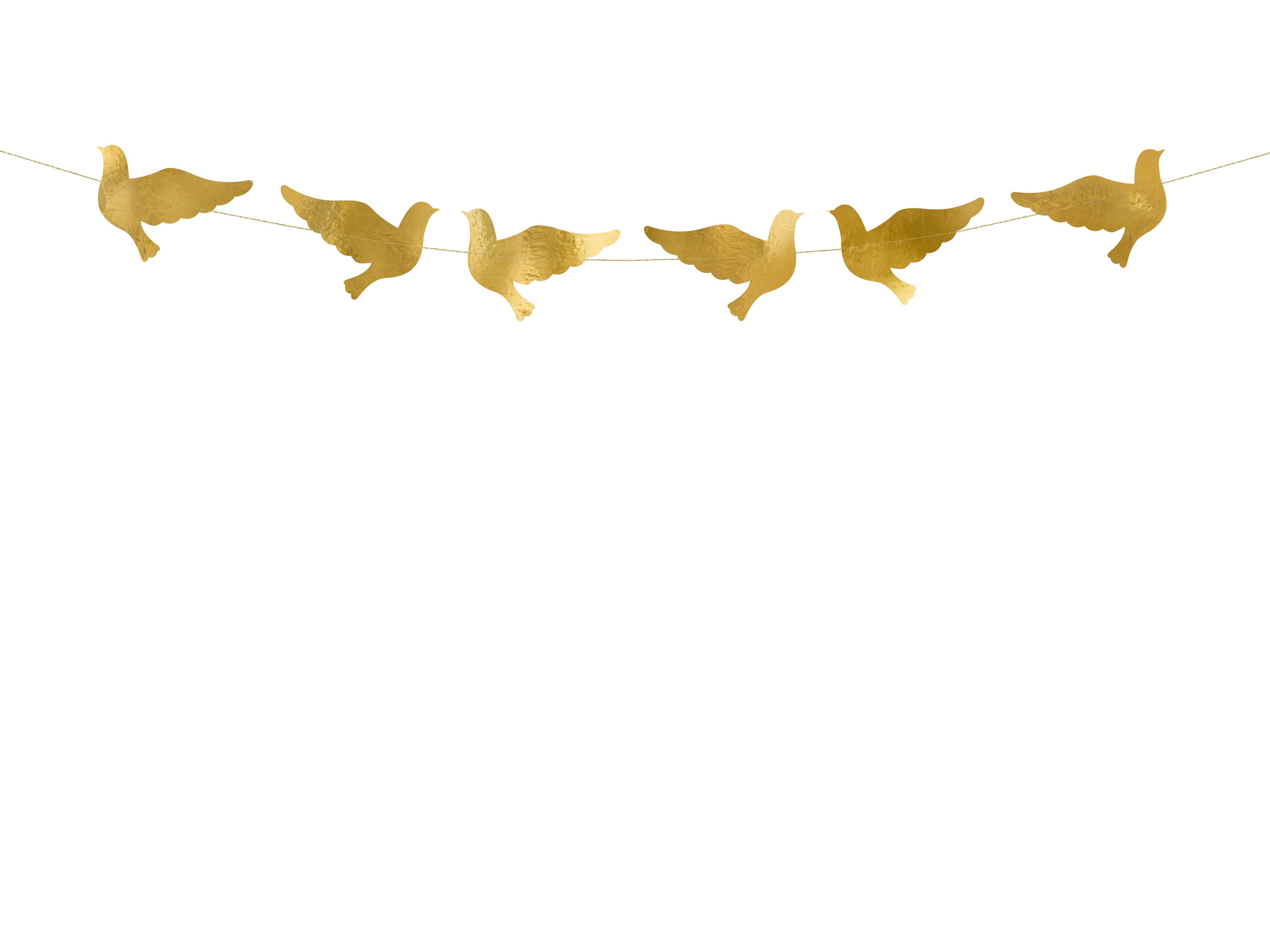 partydeco Hängedekoration Girlande Goldene Tauben, ca. 86cm