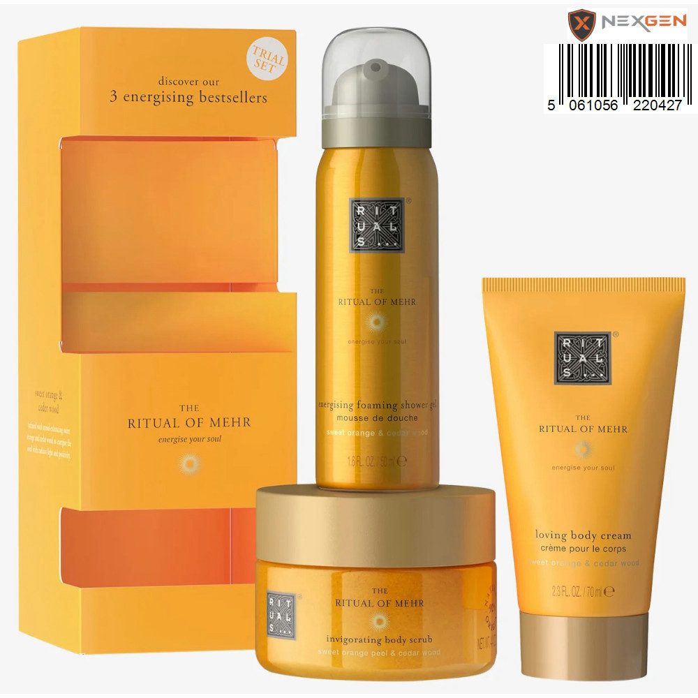 Pflege-Geschenkset von Ritual of Mehr 3-teilig Probeset: Duschgel, Creme und Scrub