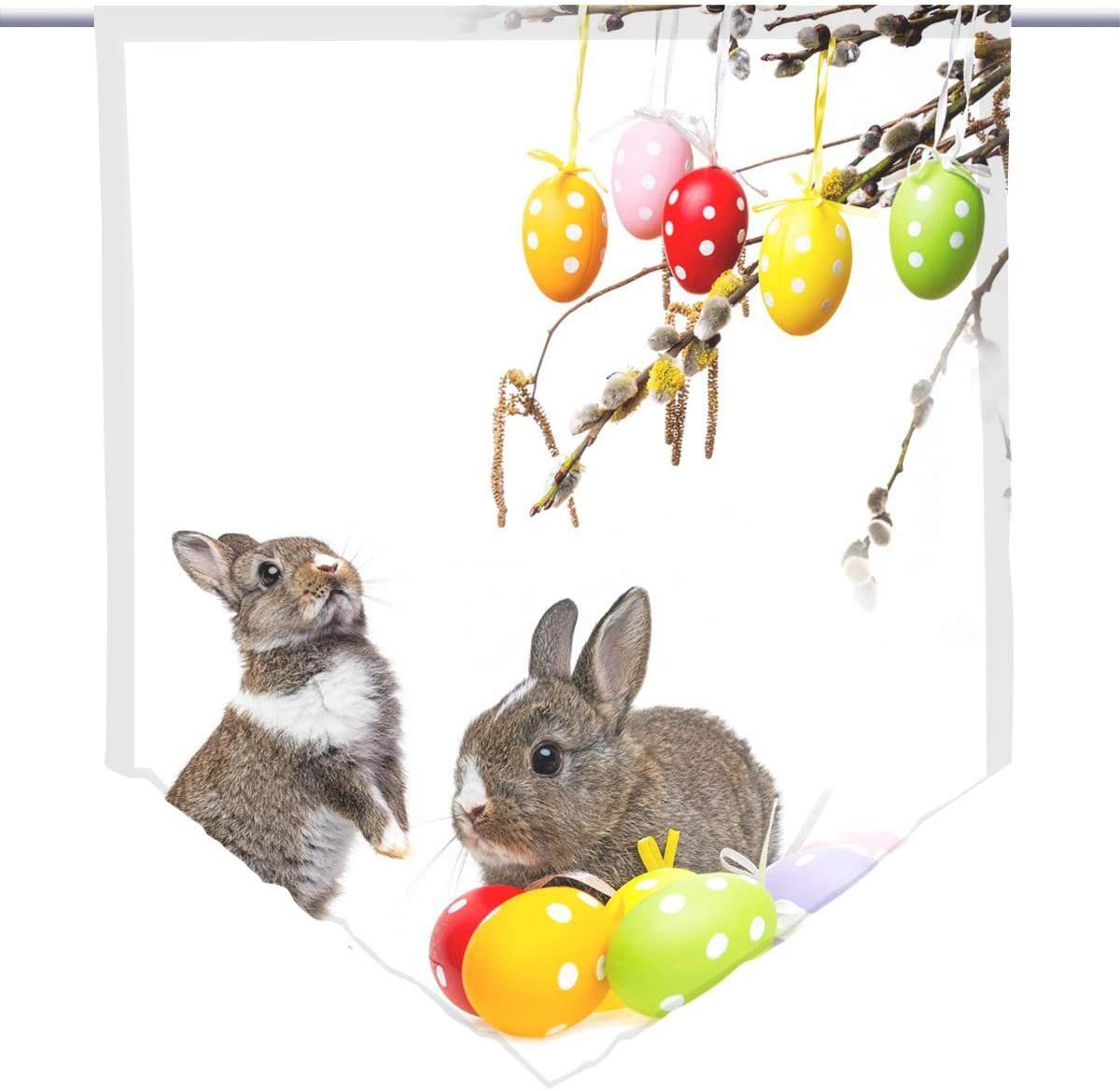 gardinen-for-life Scheibengardine Scheibenhänger spitz Osterhasen, Voile Transparent