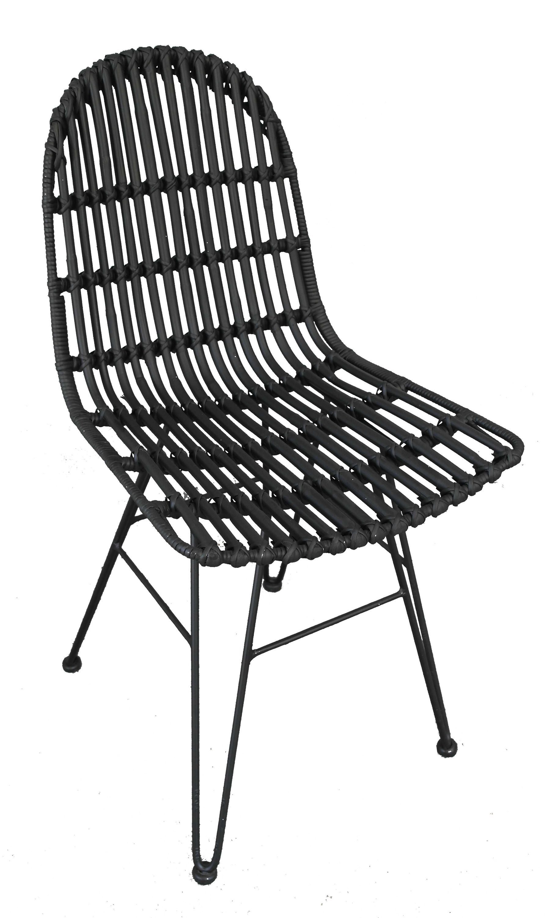 dynamic24 Esszimmerstuhl, Stuhl Rattan Schwarz