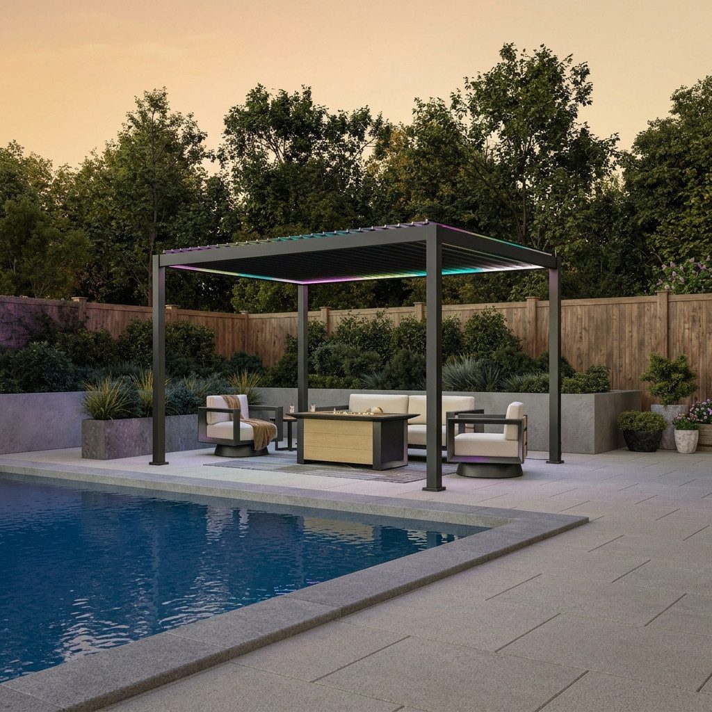 Mirador Pergola 111S Elektrisches Lamellendach mit LED Beleuchtung, BxTxH: 300x400x250 cm, (Packung, 1-tlg), Terrassenüberdachung Wasserdicht Anthrazit
