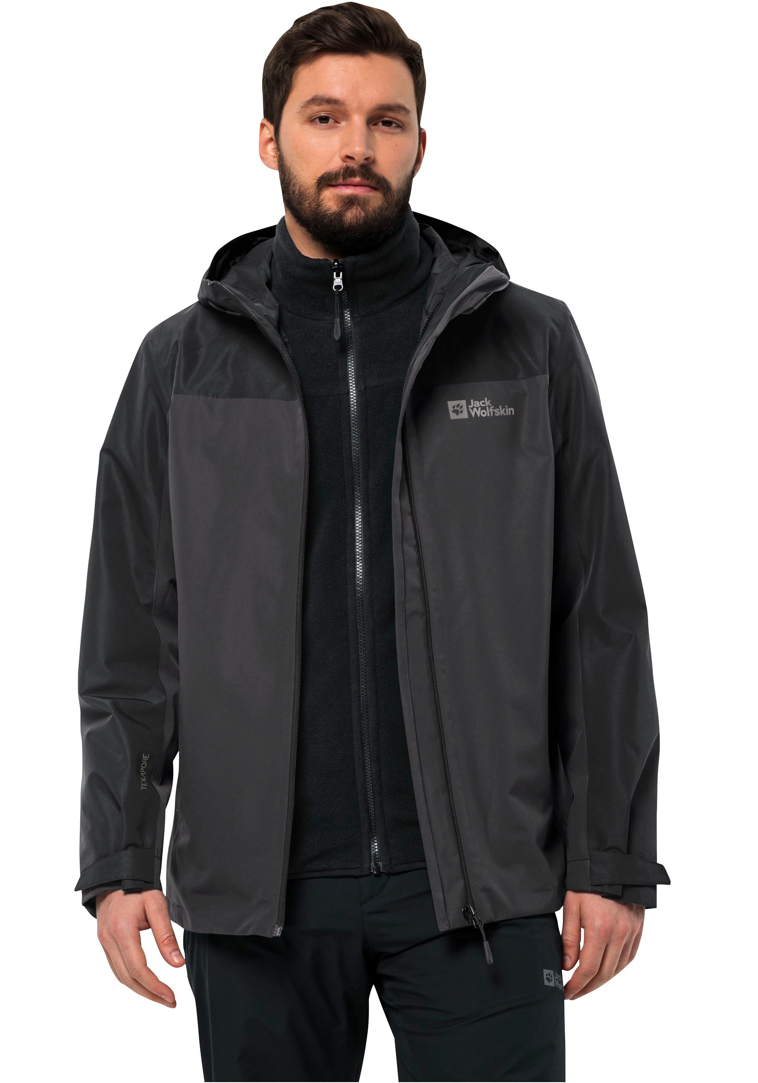 Jack Wolfskin 3-in-1-Funktionsjacke TAUBENBERG 3IN1 JKT M 3in1, wasserdicht, winddicht, Übergangsjacke
