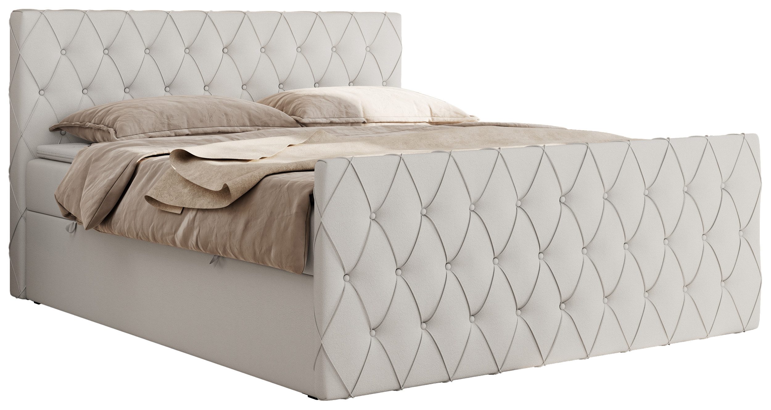 MKS MÖBEL Boxspringbett MIREN DUO (Set, Packung, Kopfteil, Topper T25/Visco, 7 Härtezonen, T30-Schaum), Boxspringbett, Multipocket-Matratzen, Polsterbett, Doppelbett