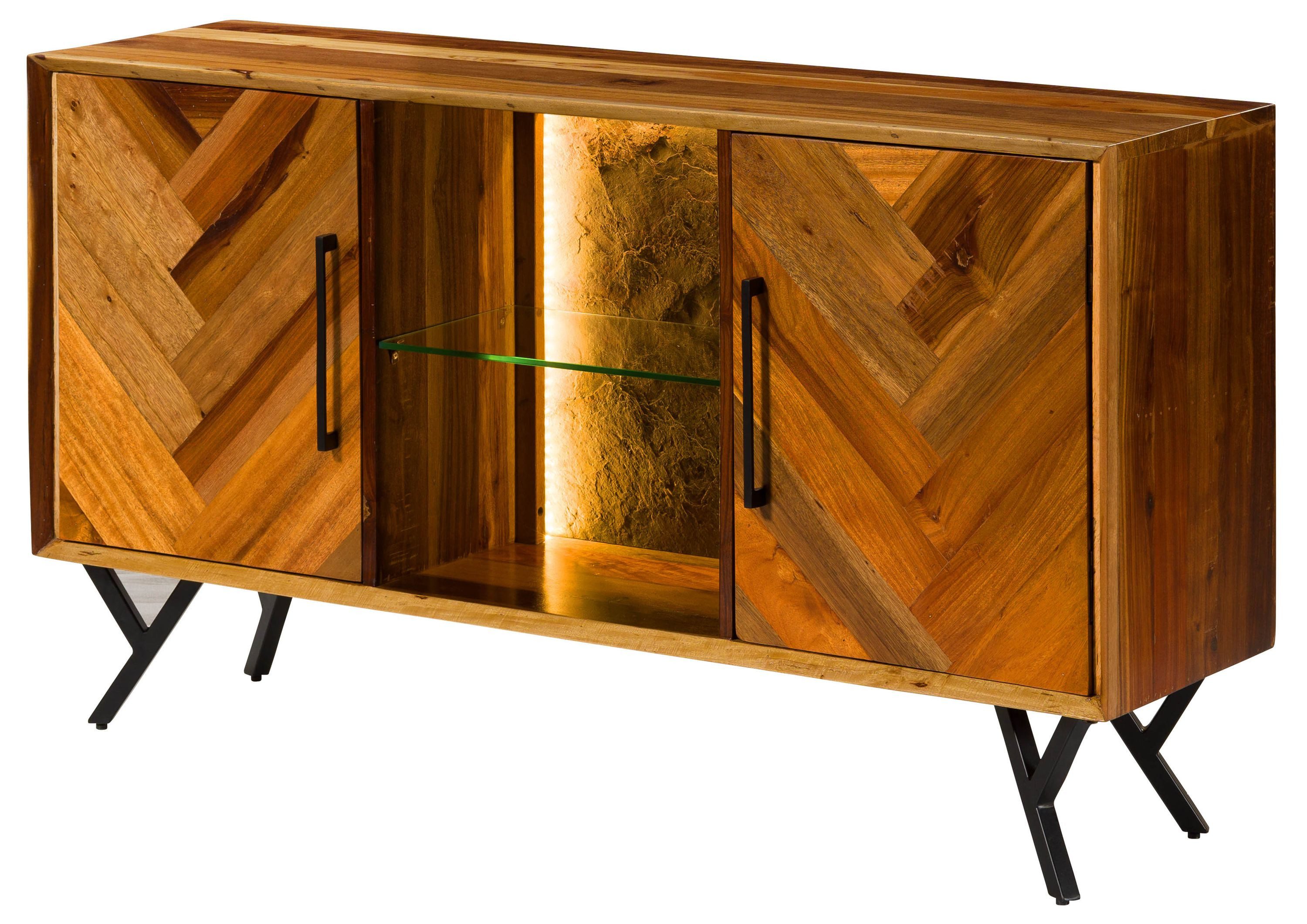 Massivmoebel24 Sideboard AVIGNON (Massivholz), Altholz 150x40x81 natur lackiert AVIGNON #110