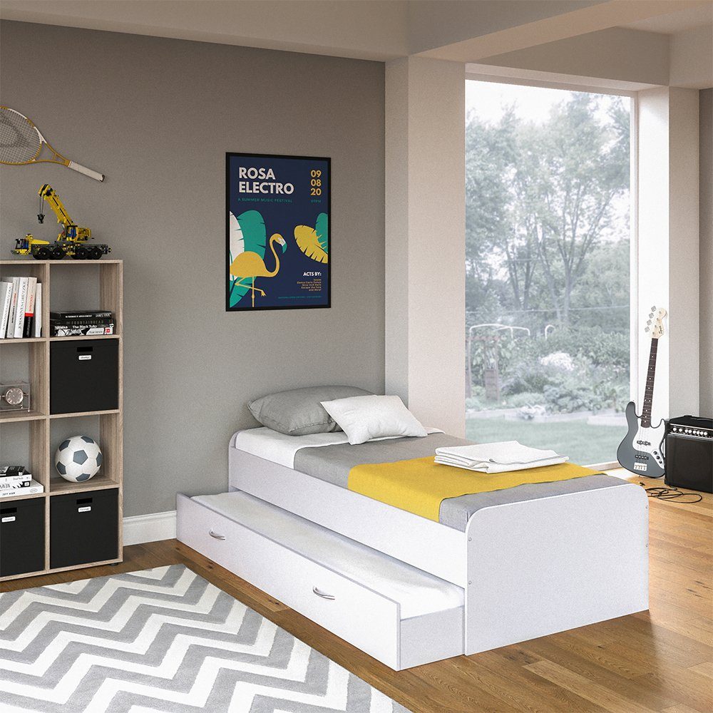 VitaliSpa® Kinderbett Gästeliege Jugendbett Weiß mit ENZO
