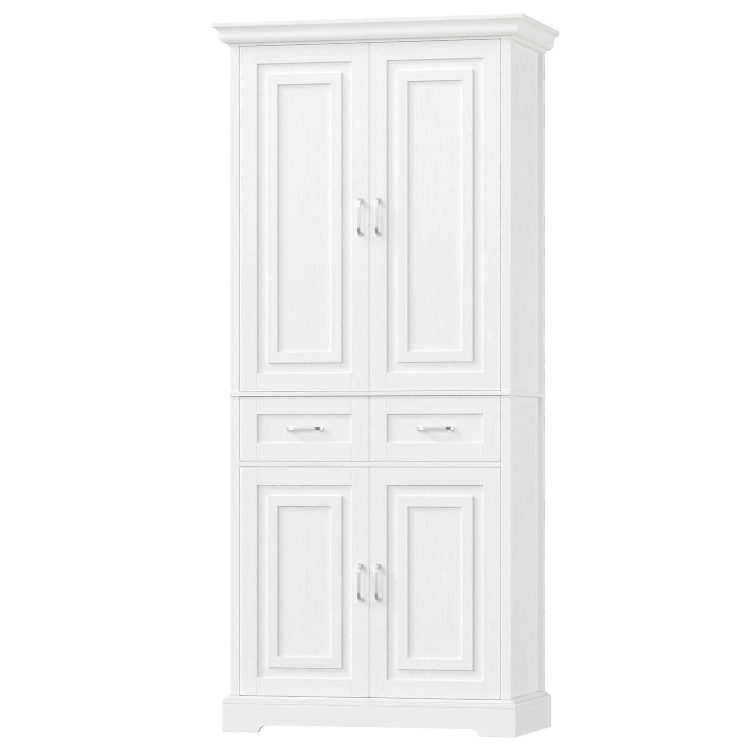 LuxusKollektion Hochschrank Hochschrank Küchenschrank 4 Türen Schublade 180cm Weiß