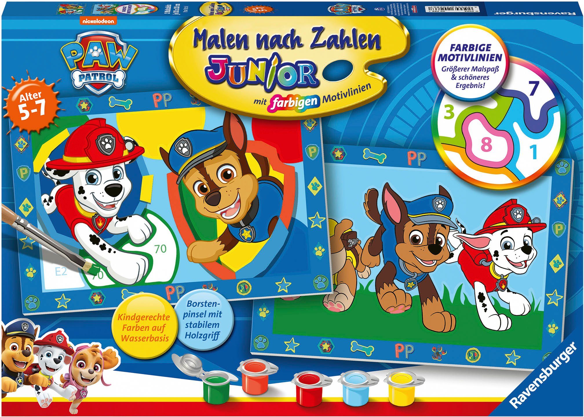 Ravensburger Malen nach Zahlen Junior, PAW Patrol, Made in Europe; FSC® - schützt Wald - weltweit