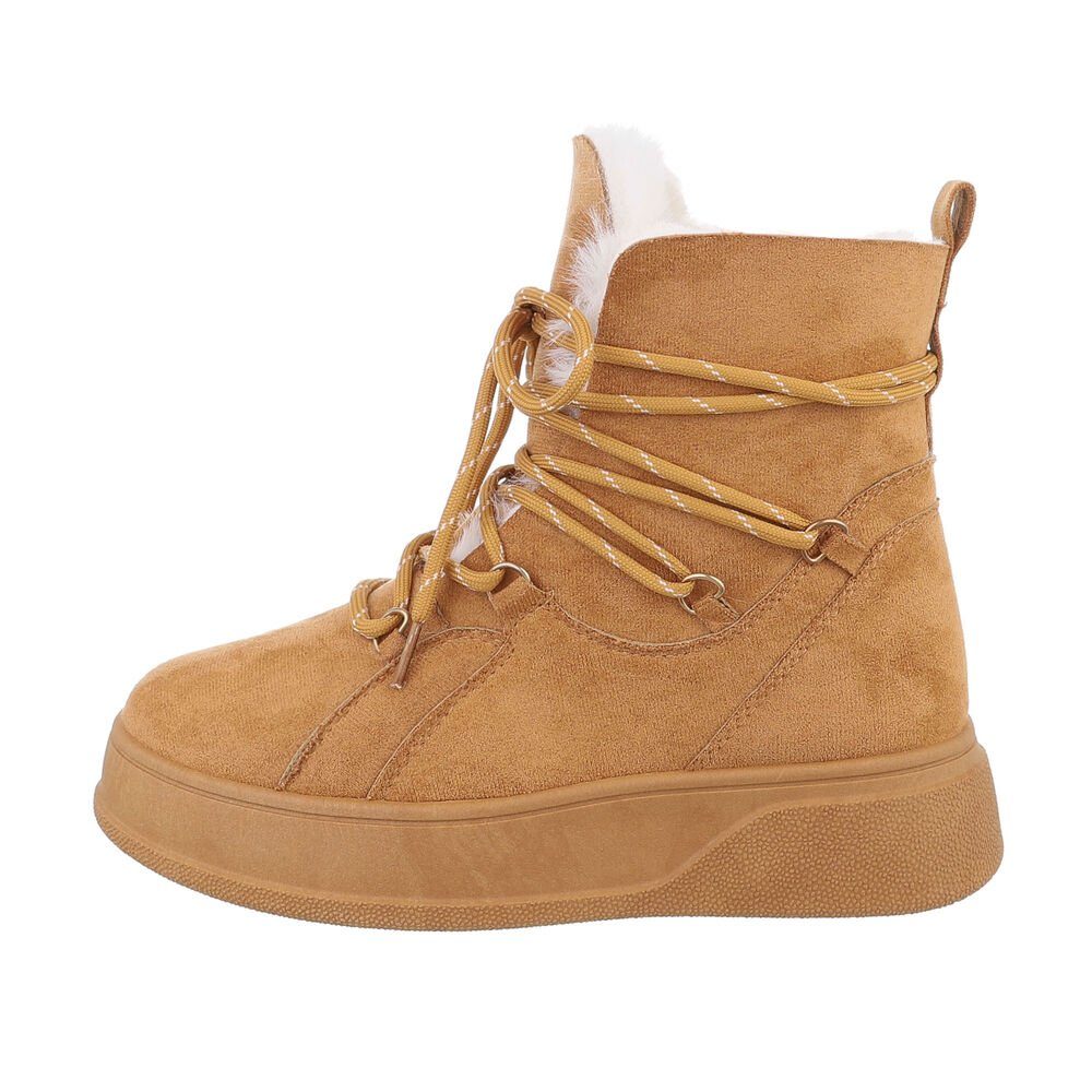 Ital-Design Damen Snowboots Freizeit Snowboots in Camel Keilstiefeletten Keilabsatz/Wedge