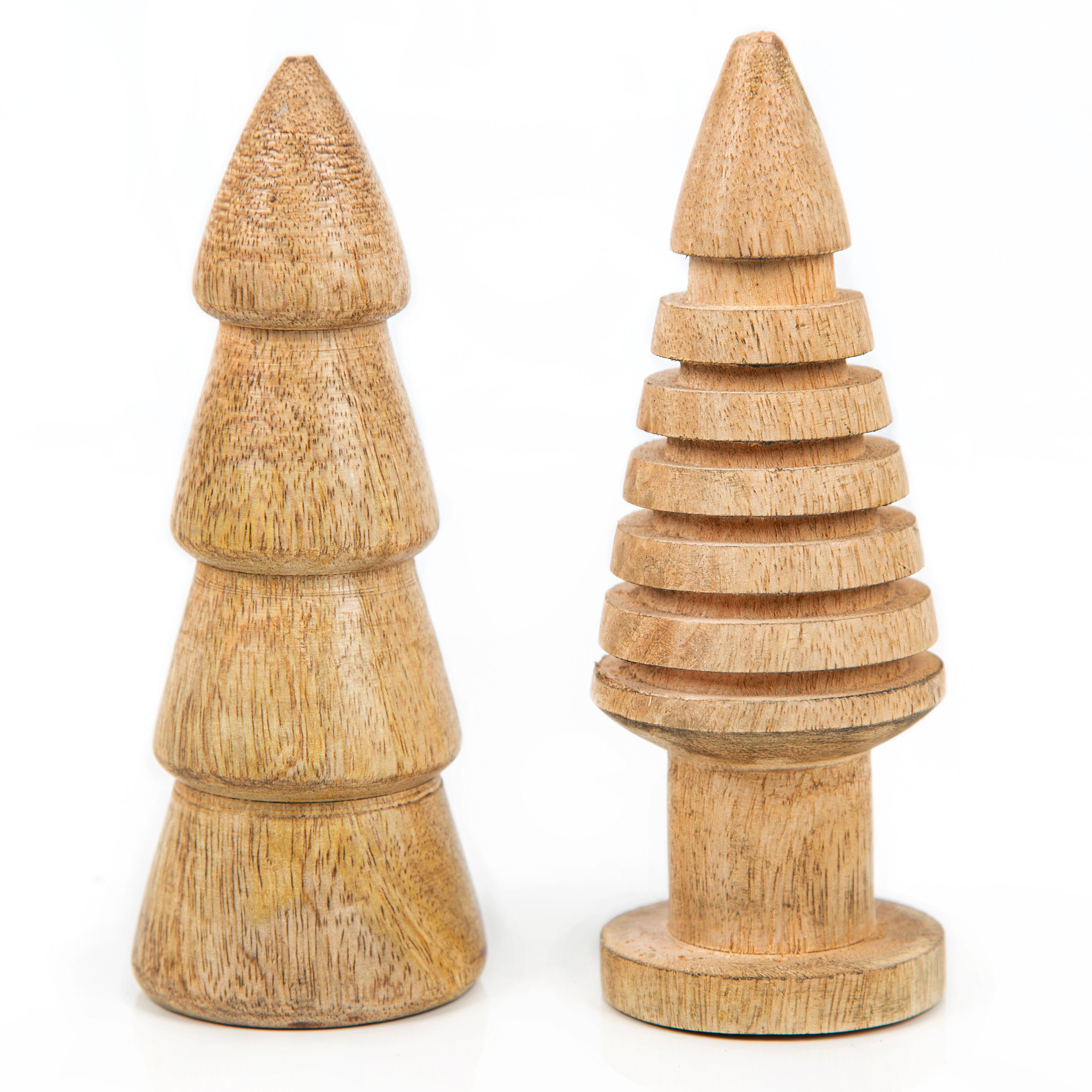Holz Weihnachtsfigur cm Bäume 2 natürliche 15 St), Weihnachtsbäume 2 Logbuch-Verlag Dekobäume (Set, Naturfarbene