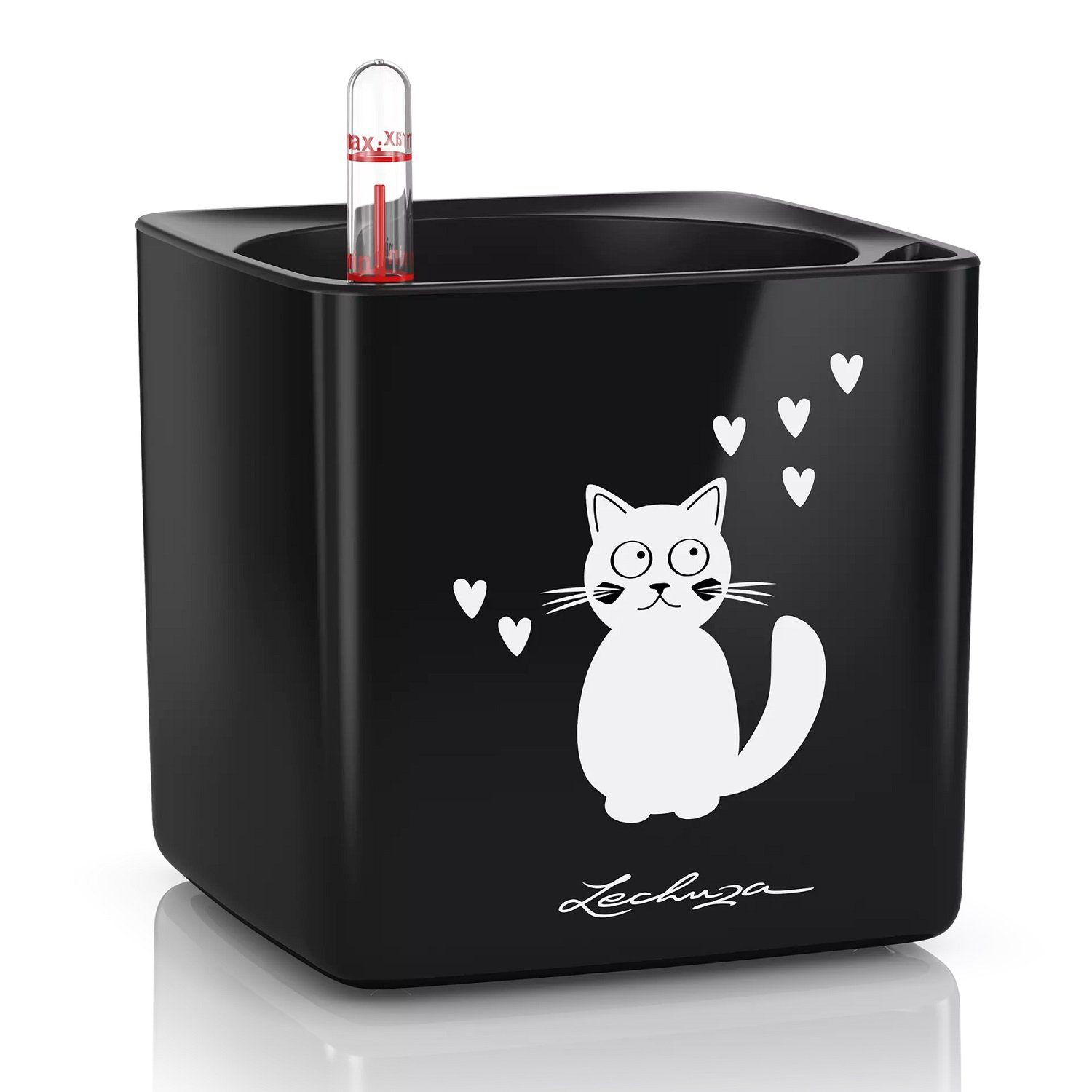 Lechuza® Kräutertopf Cube Glossy Cat 14 schwarz highgloss