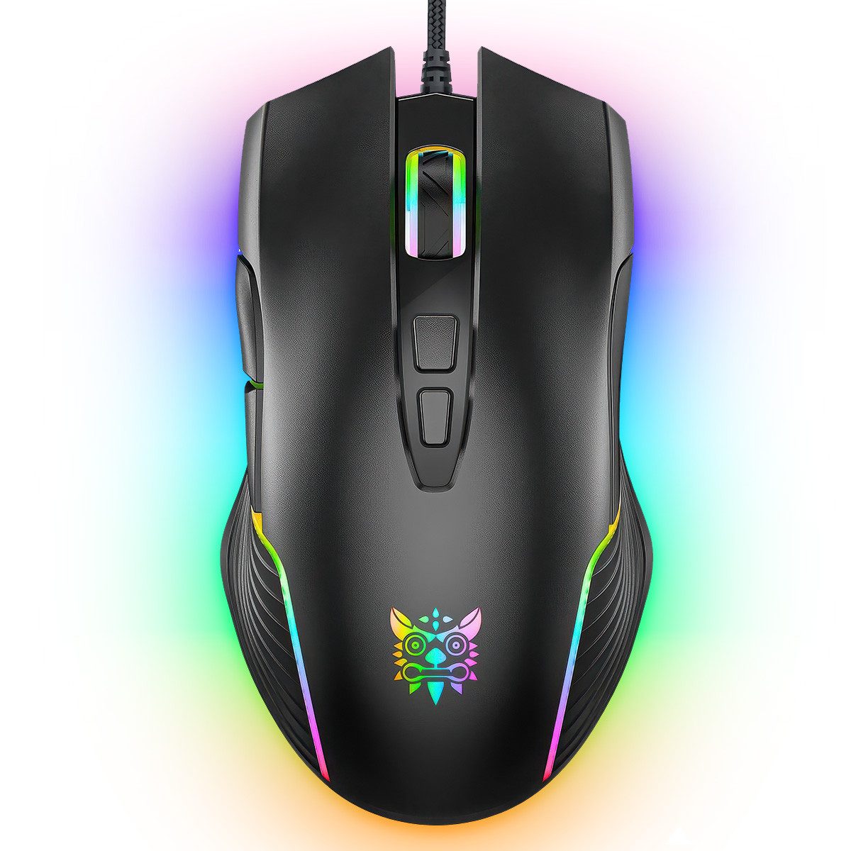 Novzep Computer Maus Gaming Maus 6400DPI 6 Modi RGB LED&DPI-Stufen,Wins/Mac Gaming-Maus (kabelgebunden, 7-Tasten Ergonomisch mit Kabel, für Büro, Alltag & Gaming)