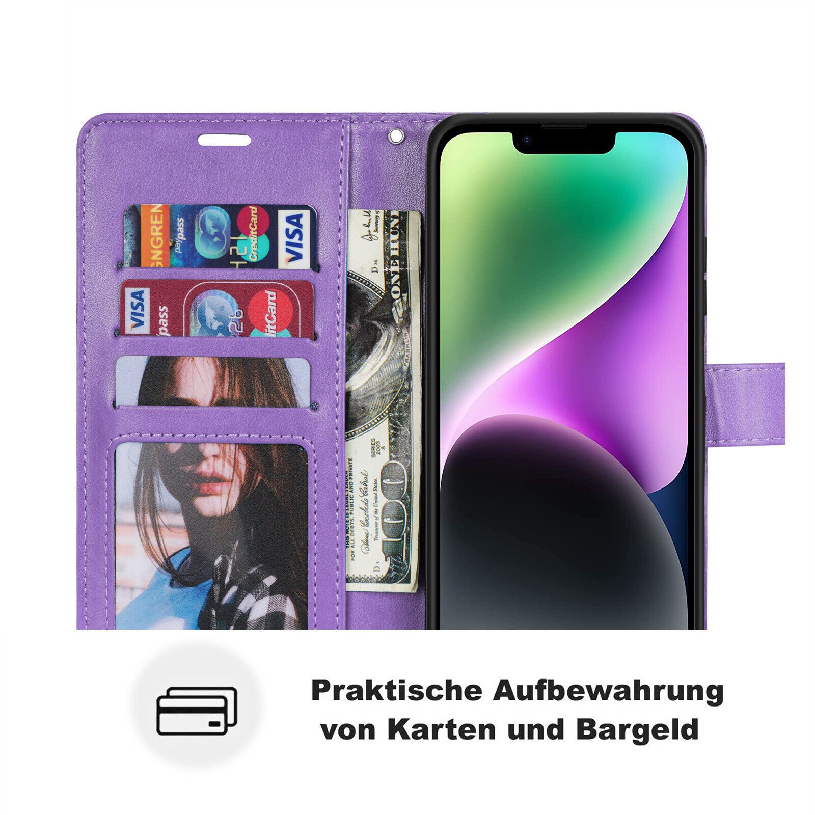 betterfon Handyhülle Handytasche für Apple iPhone 14 Klapphülle Flip Case, Wallet Case mit Kartenfächern Magnetverschluss und weicher Innenhülle – Bild 4 von 5