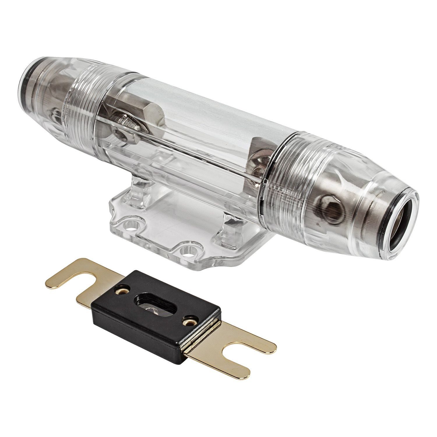 tomzz Audio Kfz-Sicherungshalter ANL Sicherungshalter Satin Nickel für Kabel bis 50qmm mit 250A ANL Sic