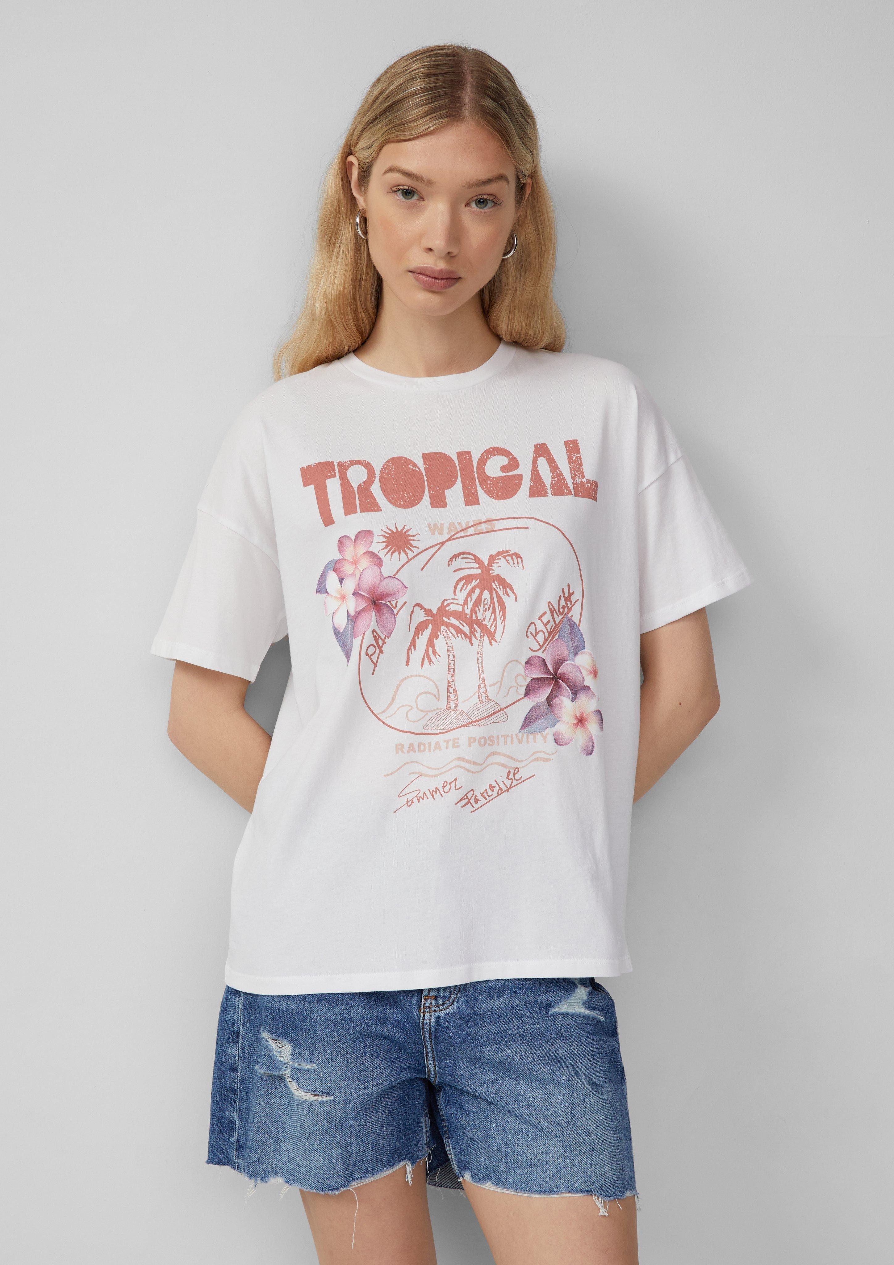 QS Kurzarmshirt Lässiges T-Shirt mit Frontprint günstig online kaufen
