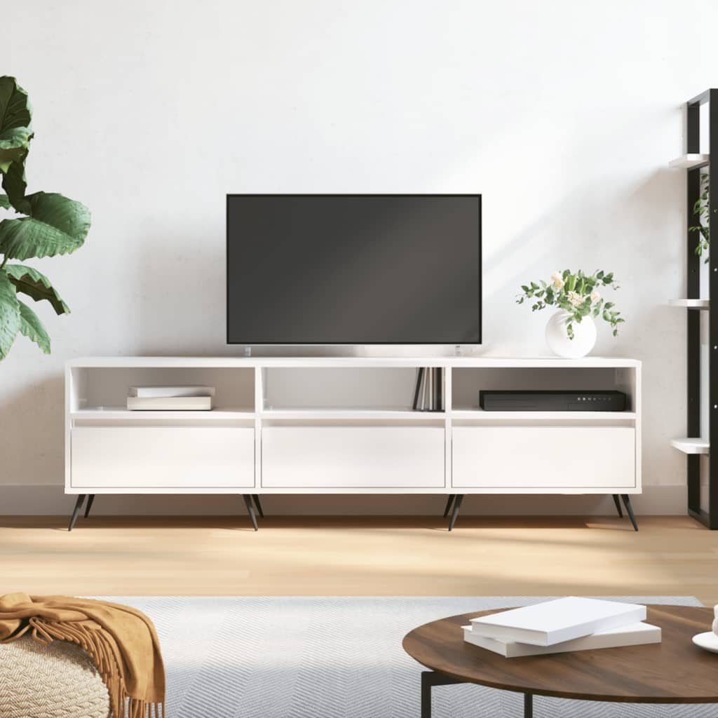 Holzwerkstoff TV-Schrank furnicato Hochglanz-Weiß cm 150x30x44,5