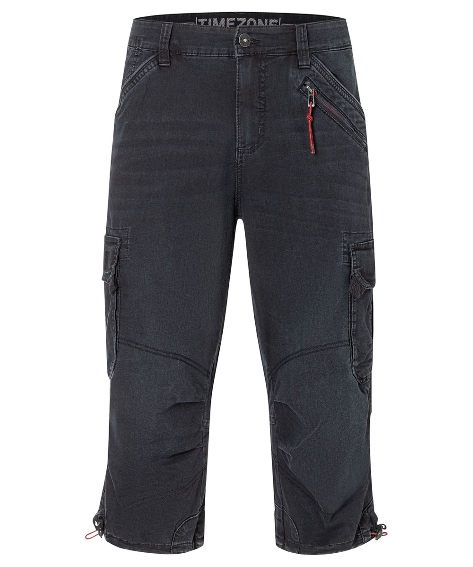 Cargoshorts Unifarben Wadenlang Relaxed Fit Cargotaschen Zip-Fly