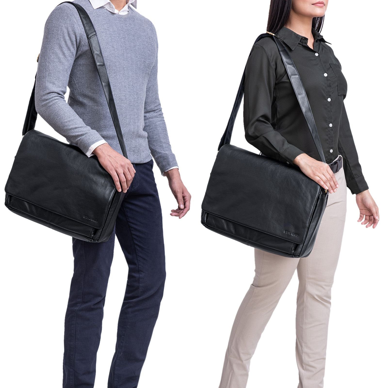 STILORD Laptoptasche "Tom" Vintage Leder Umhängetasche