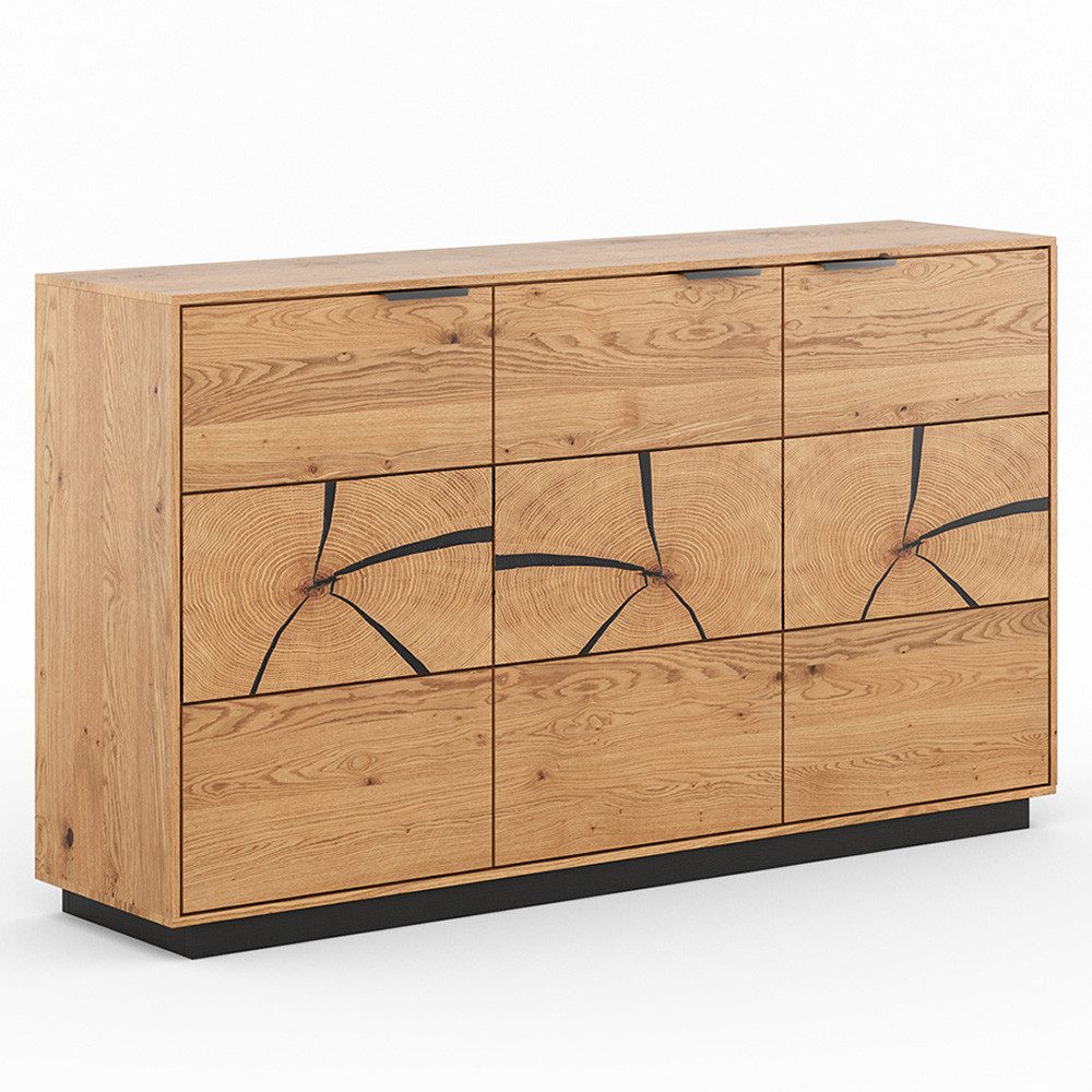 Lomadox Sideboard TIVAT-163, Eiche massiv geölt, 154 cm breit