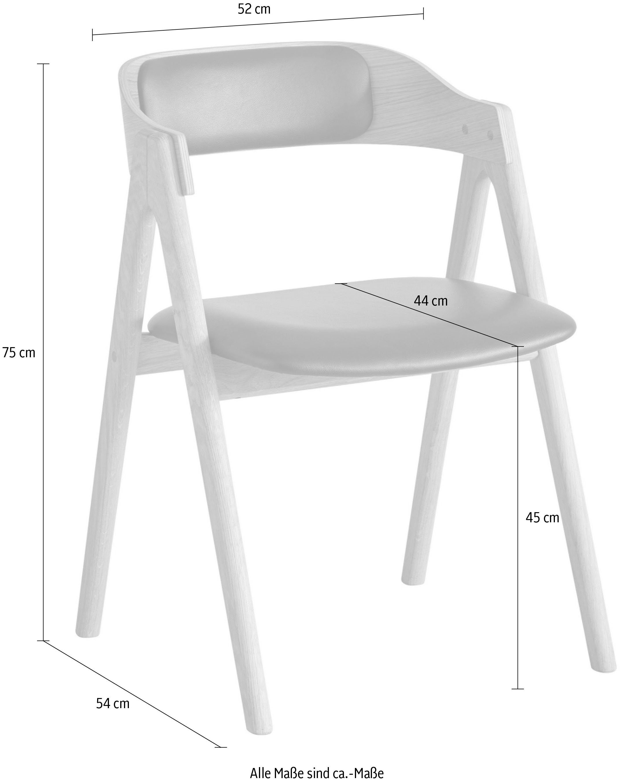 Hammel Holzstuhl Mette Furniture mit aus und St), Rückenpolster Sitz Massivholz, Leder Findahl Hammel by (Set, 2