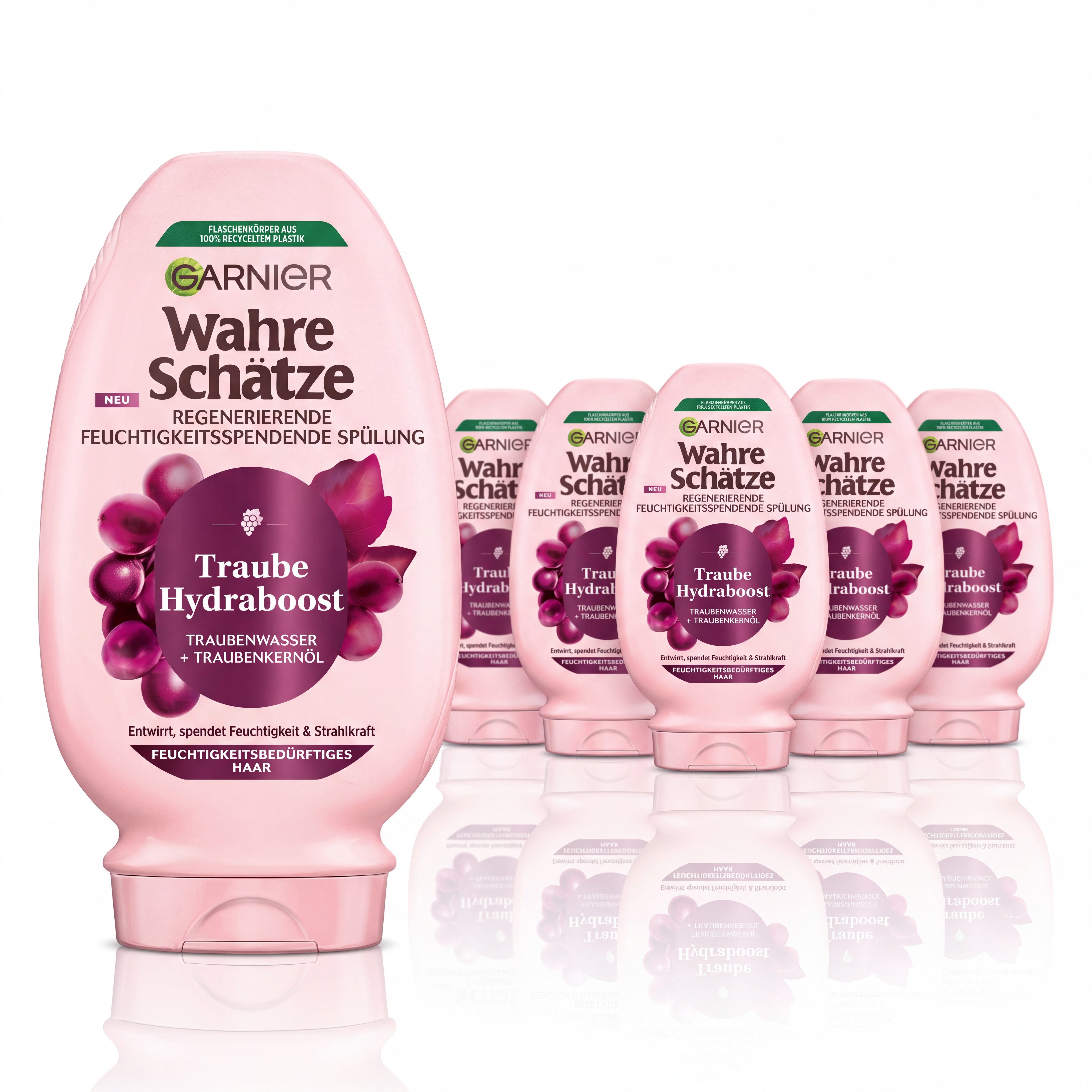GARNIER Haarspülung Wahre Schätze Traube Hydraboost Spülung, Packung, 6-tlg., für feuchtigkeitsbedürftiges Haar, mit Traubenwasser und Traubenkernöl von Garnier