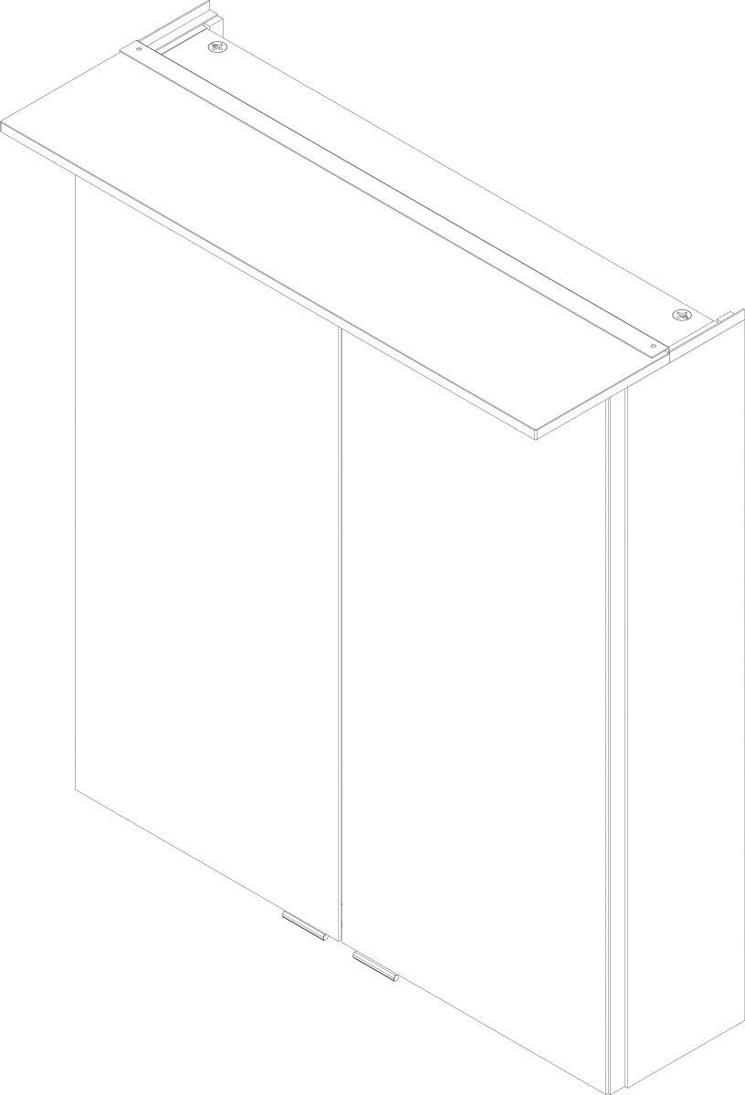 FACKELMANN Spiegelschrank PE Dark-Oak Breite 60 cm, 60 Badmöbel 2 Türen 