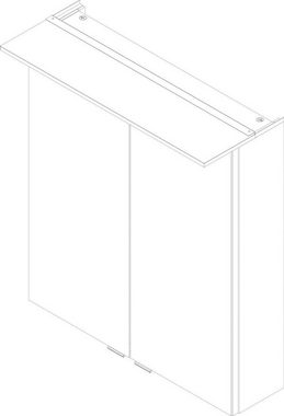 FACKELMANN Spiegelschrank PE 60 - Dark-Oak Badmöbel Breite 60 cm, 2 Türen