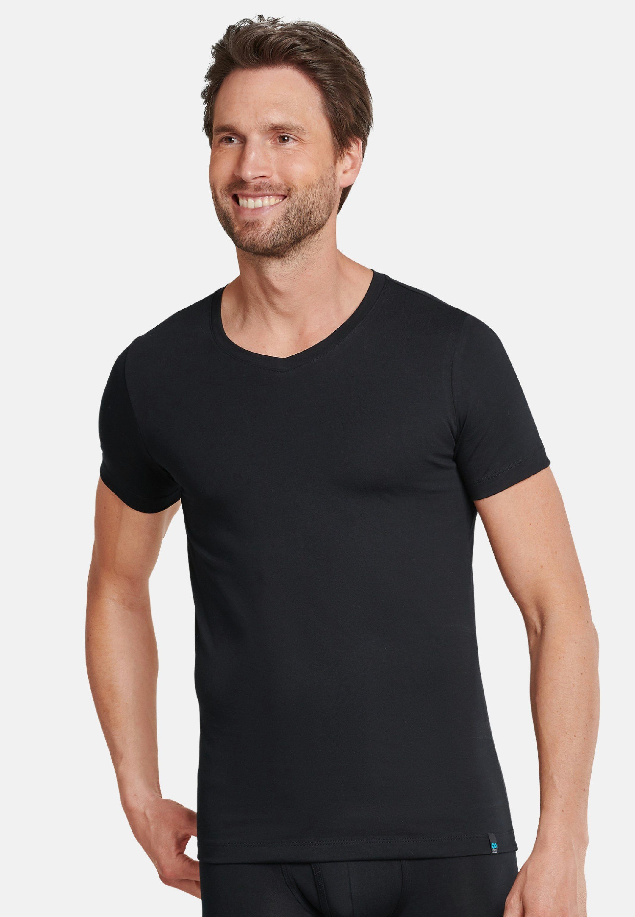 Schiesser Unterhemd Long Life Cotton (1-St) Unterhemd / Shirt Kurzarm - Baumwolle - Schwarz