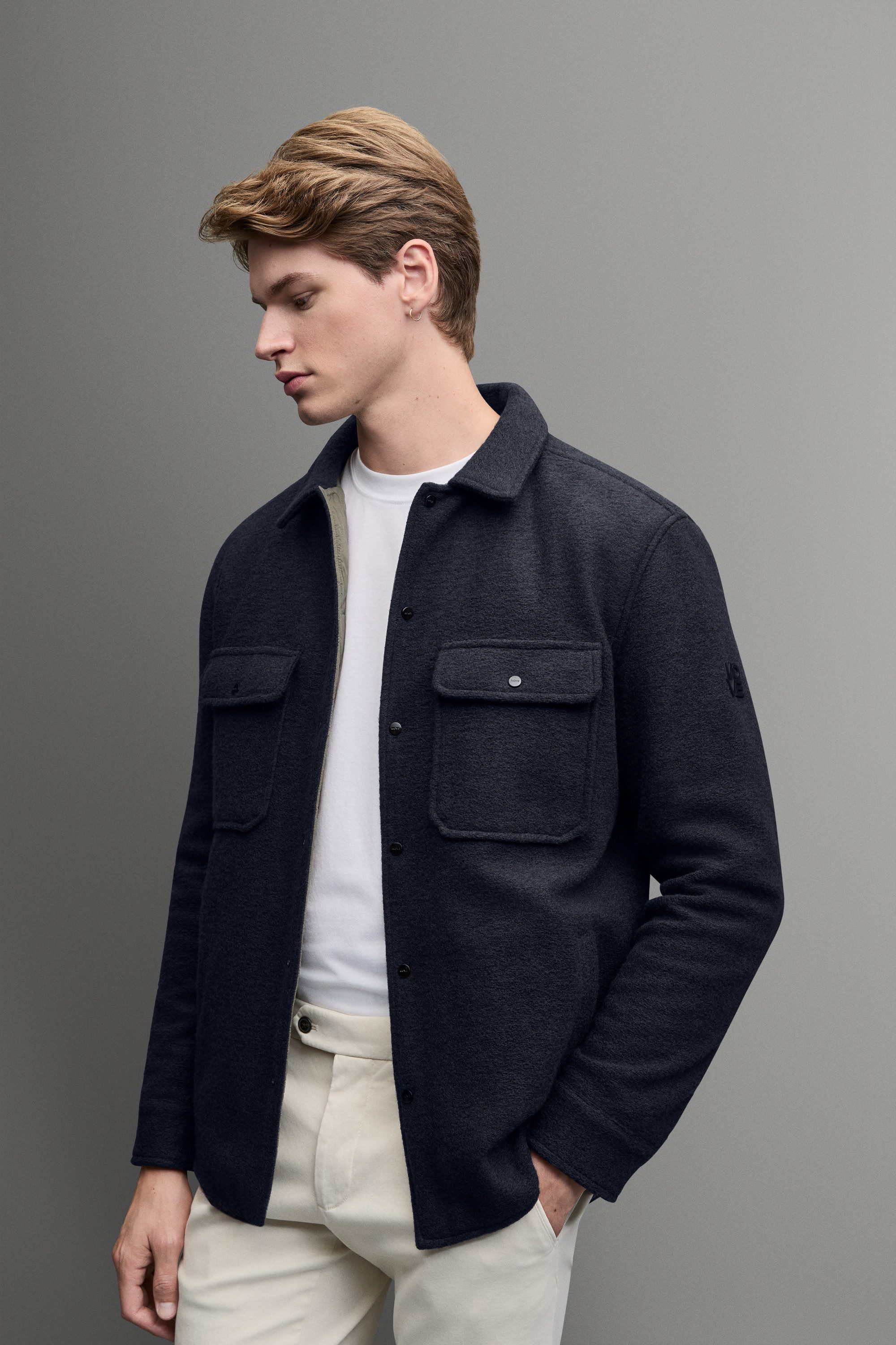 Digel Hemdjacke Banff (1-St) Melange Woll Jersey, Steppfutter mit Sorona® Wattierung